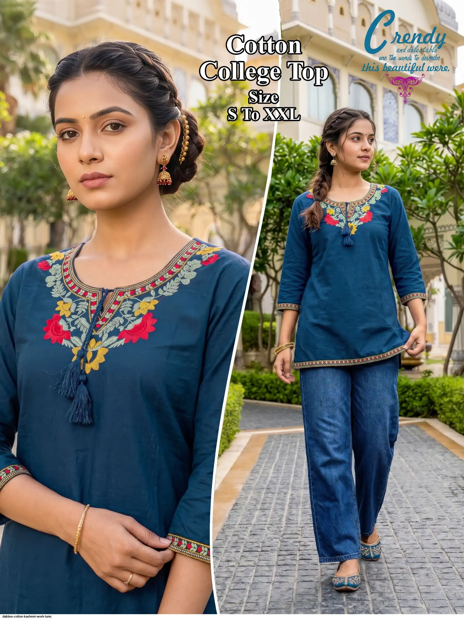 DABBOO COTTON KASHMIRI WORK TUNIC G