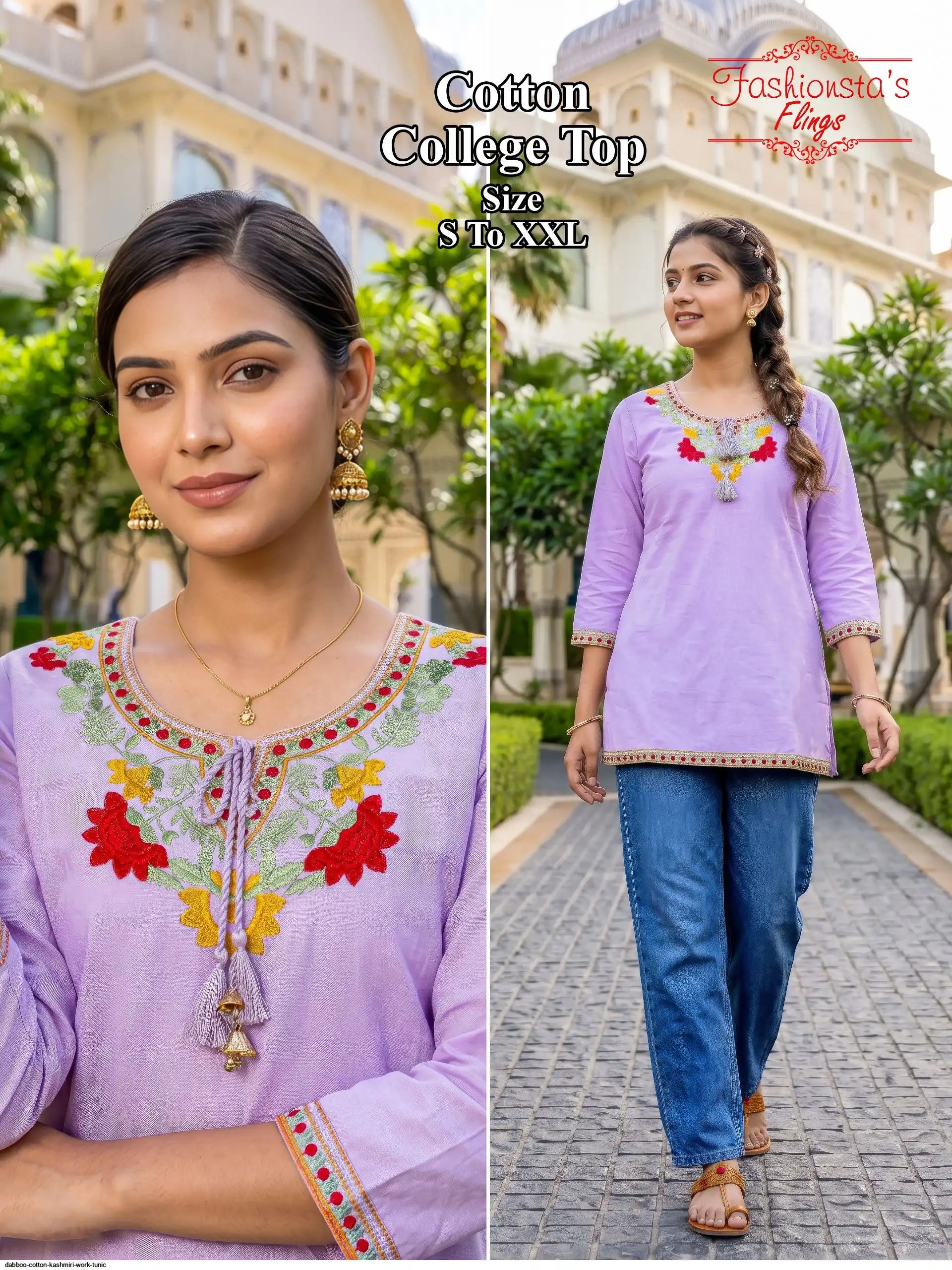 DABBOO COTTON KASHMIRI WORK TUNIC H