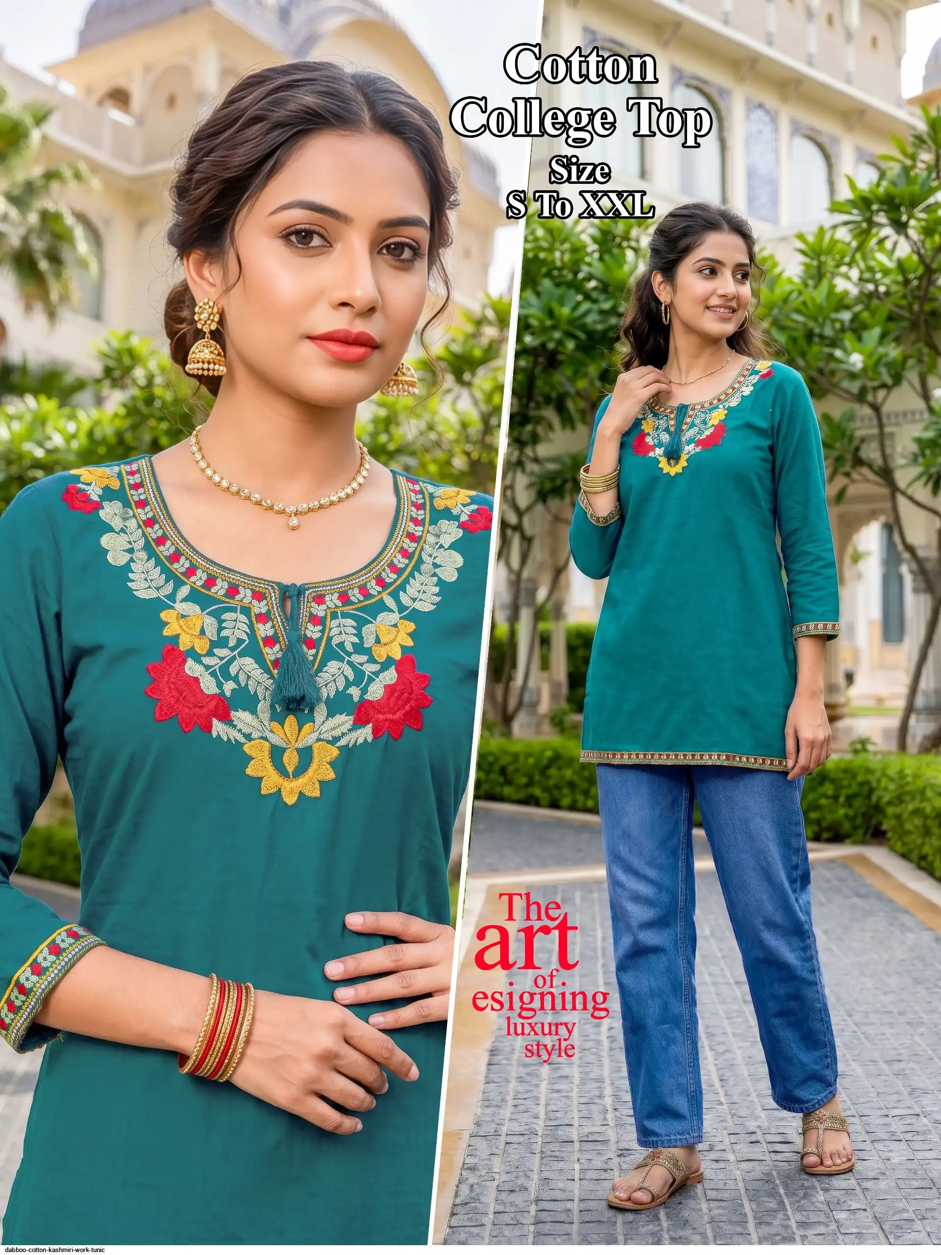 DABBOO COTTON KASHMIRI WORK TUNIC I