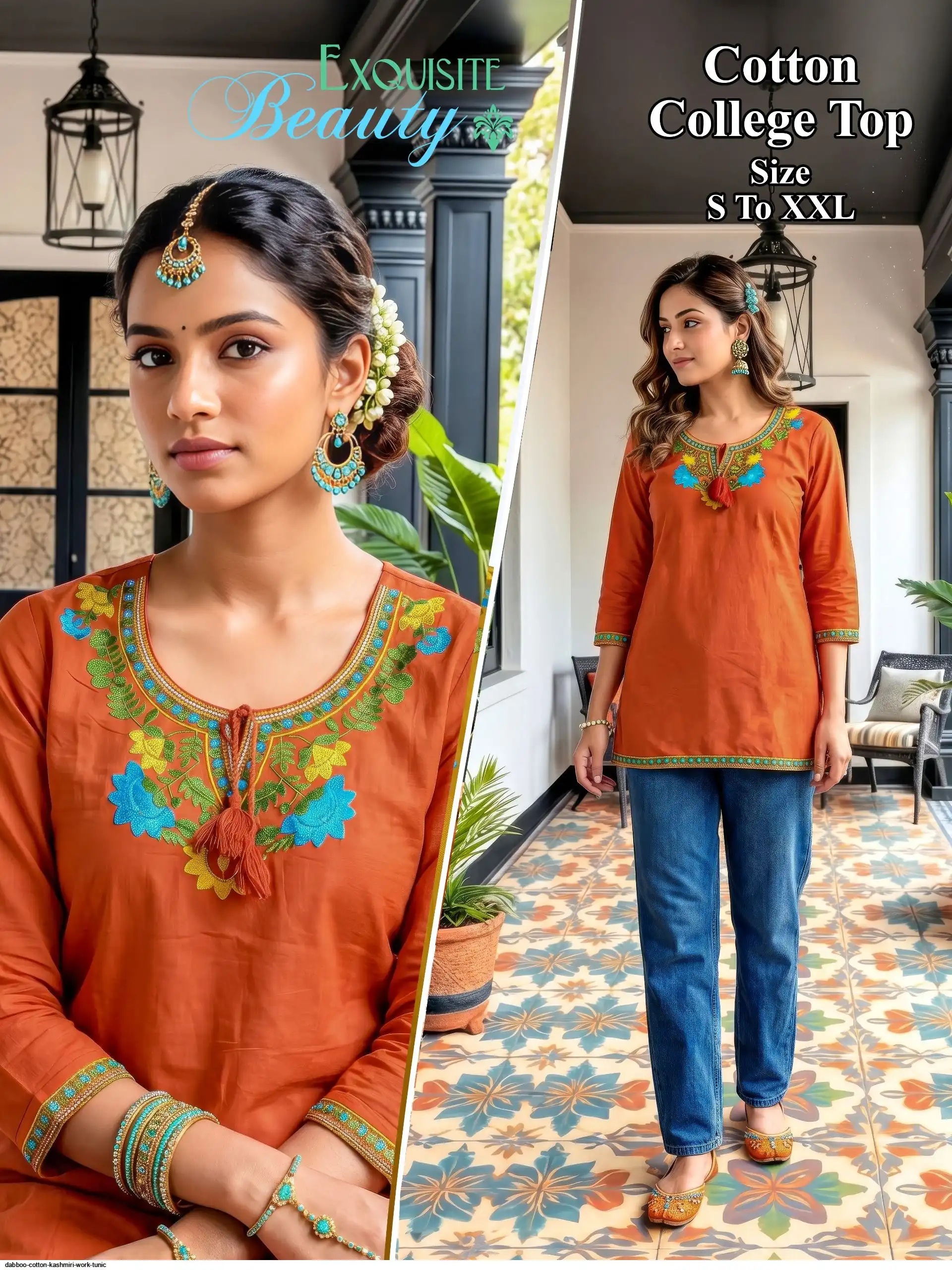 DABBOO COTTON KASHMIRI WORK TUNIC K