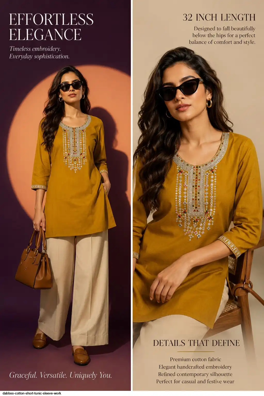 DABBOO COTTON SHORT TUNIC SLEEVE WORK J