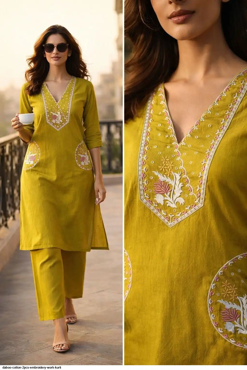 DABOO COTTON 2PCS EMBROIDERY WORK KURTI 4