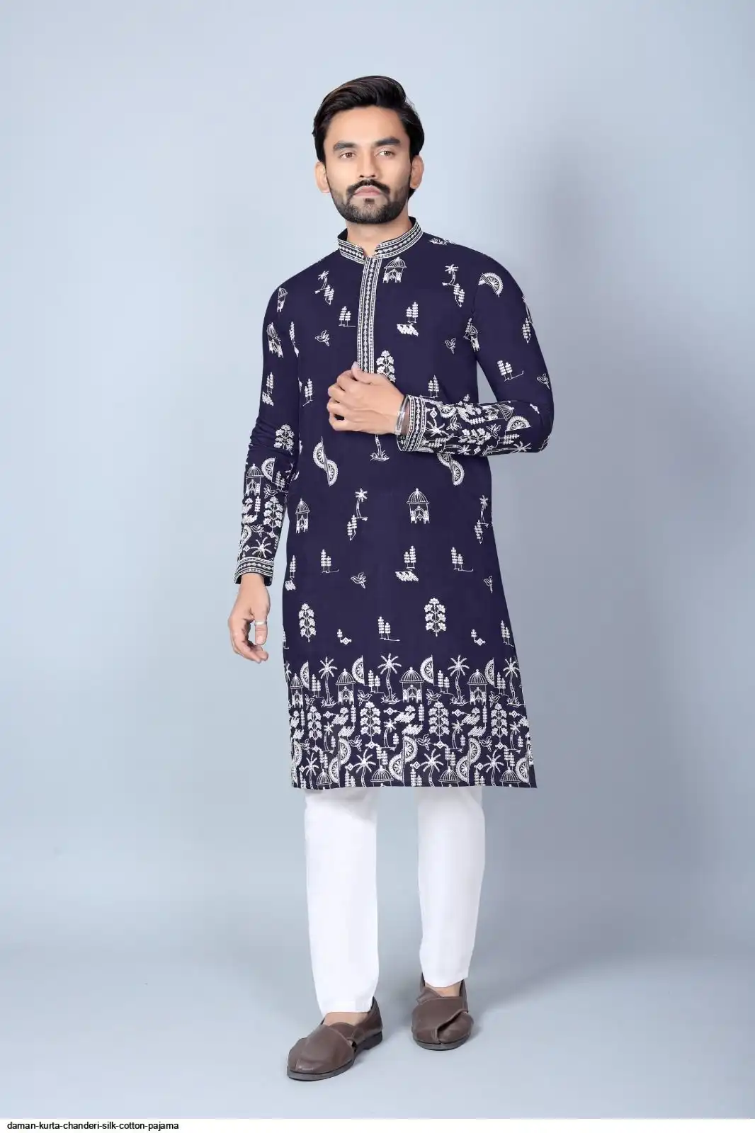 DAMAN KURTA CHANDERI SILK COTTON PAJAMA B