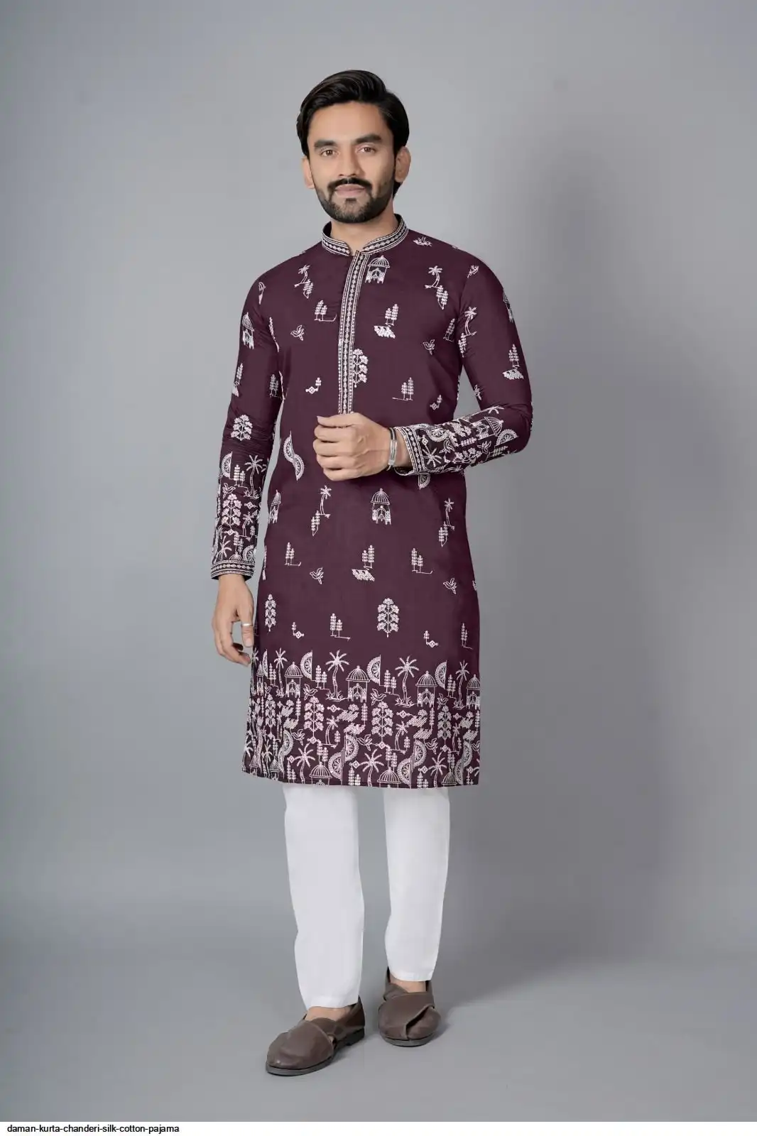 DAMAN KURTA CHANDERI SILK COTTON PAJAMA A