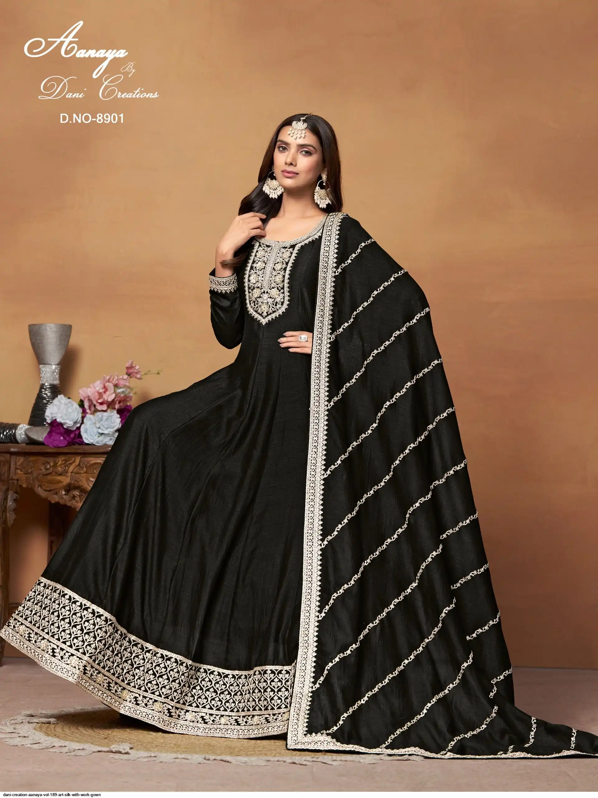 DANI CREATION AANAYA VOL 189 ART SILK WITH WORK GOWN 8901