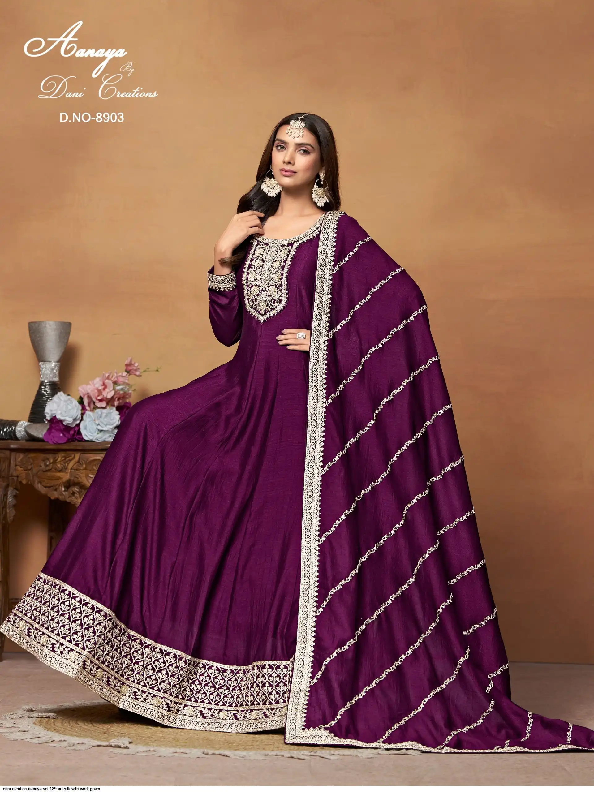 DANI CREATION AANAYA VOL 189 ART SILK WITH WORK GOWN 8903