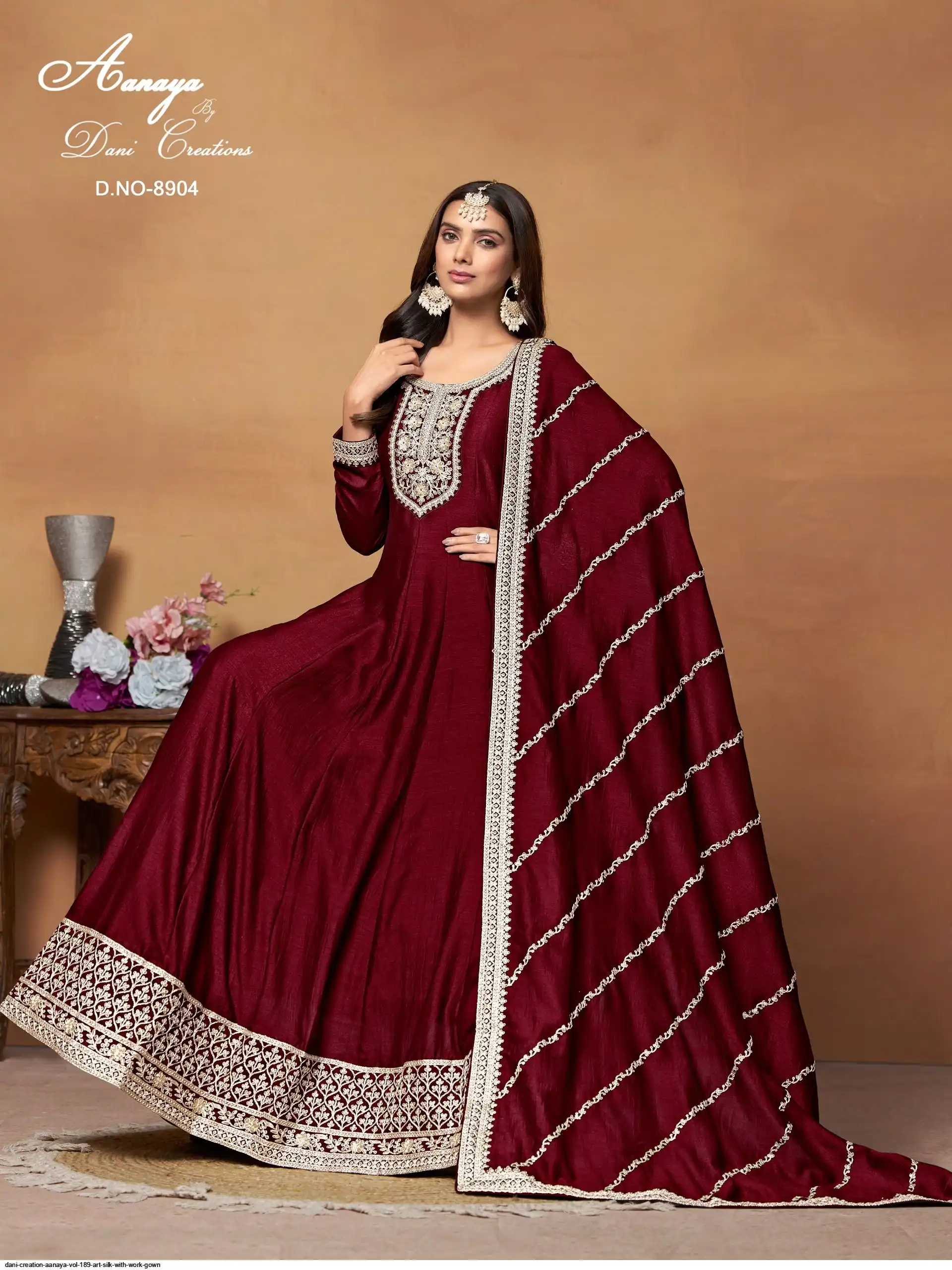 DANI CREATION AANAYA VOL 189 ART SILK WITH WORK GOWN 8904