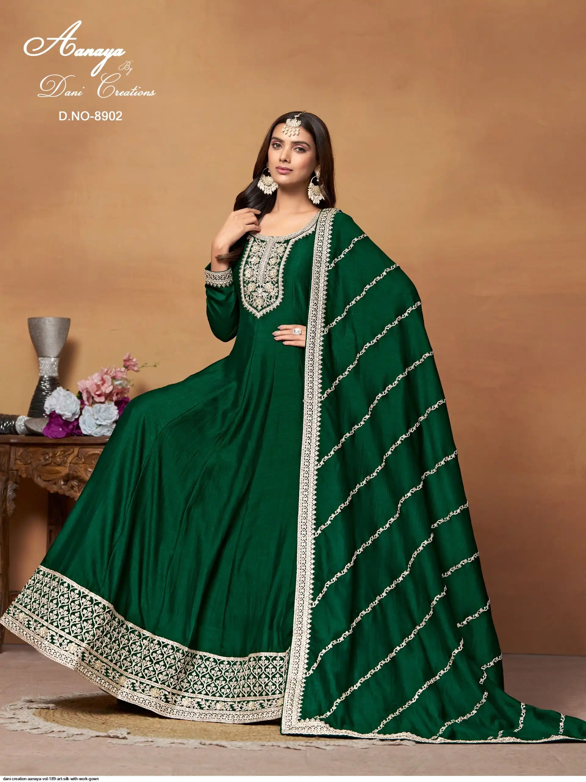 DANI CREATION AANAYA VOL 189 ART SILK WITH WORK GOWN 8902