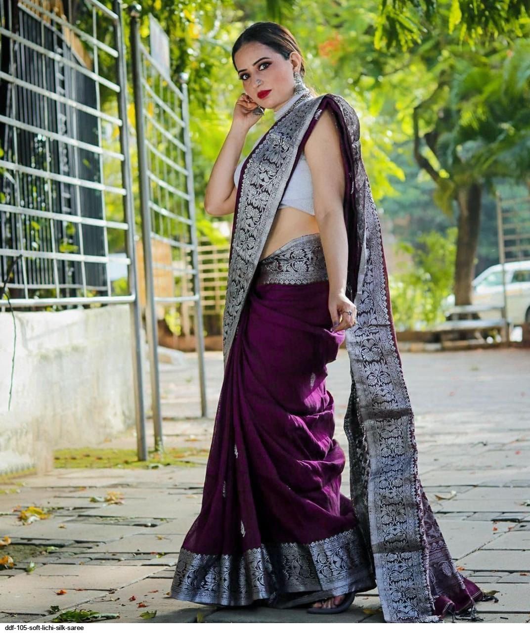 Soft Lichi Silk Saree - Na Dhukan - Pure Desi Market