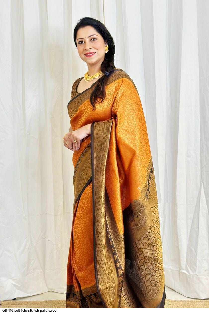 DDF 116 SOFT LICHI SILK RICH PALLU SAREE