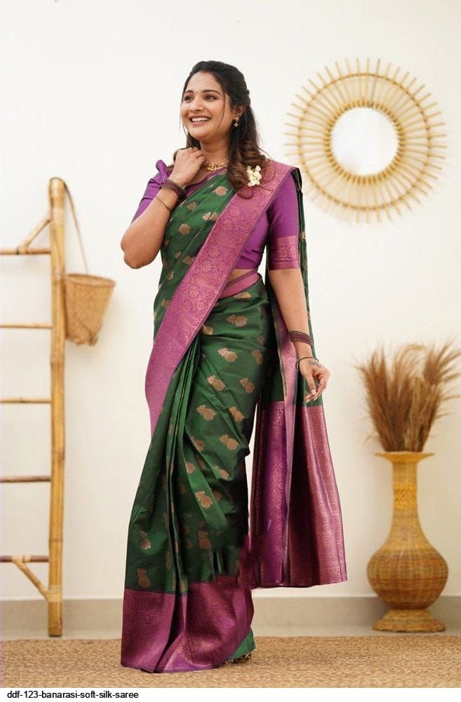 Wine Banarasi Soft Silk Saree – Deeva - The Online Saree Store