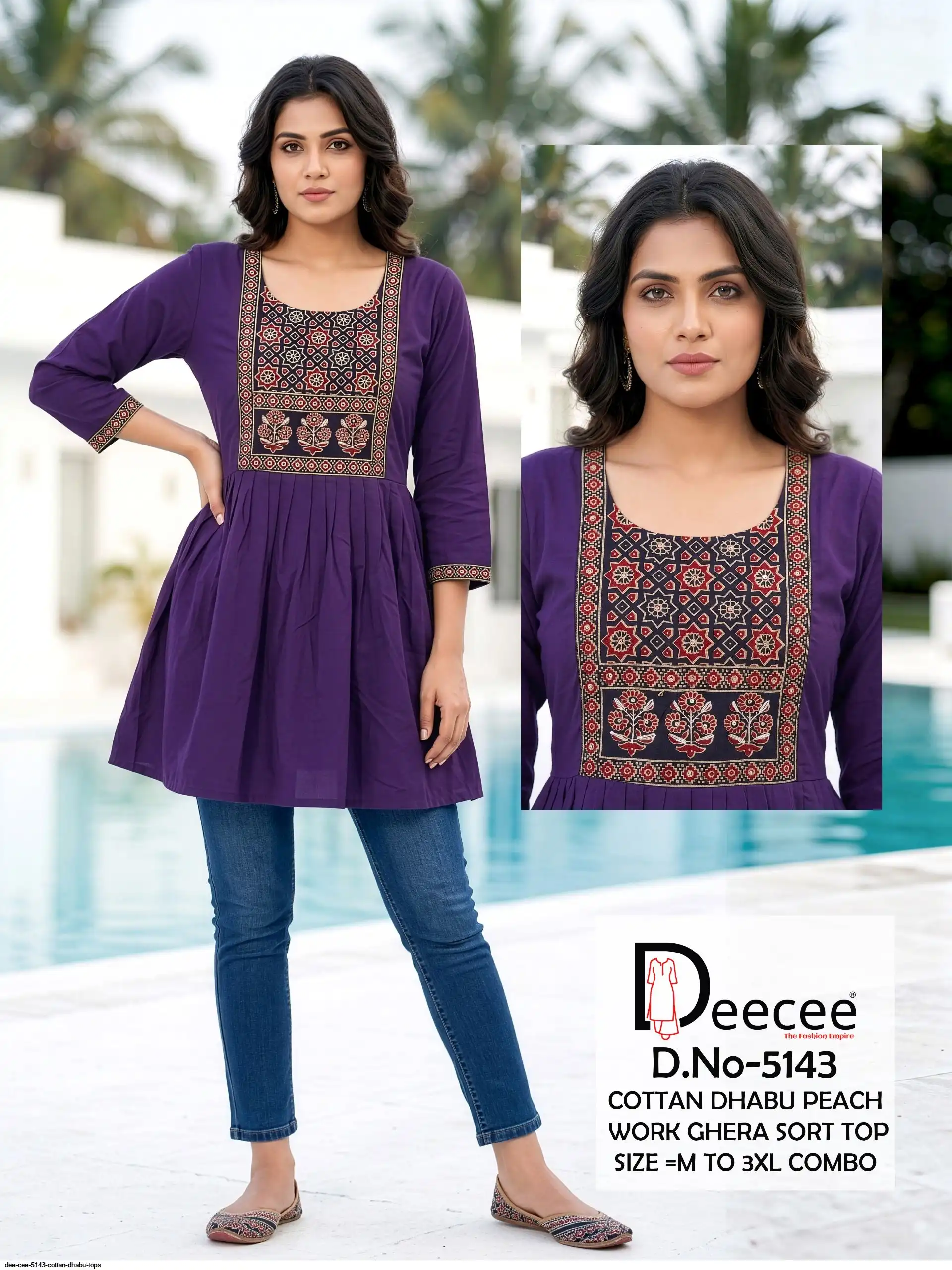 DEE CEE 5143 COTTAN DHABU TOPS A