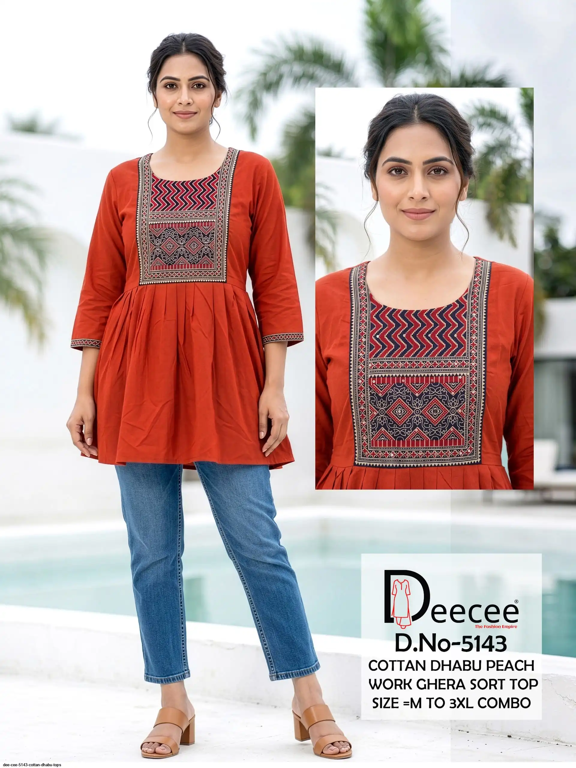 DEE CEE 5143 COTTAN DHABU TOPS B