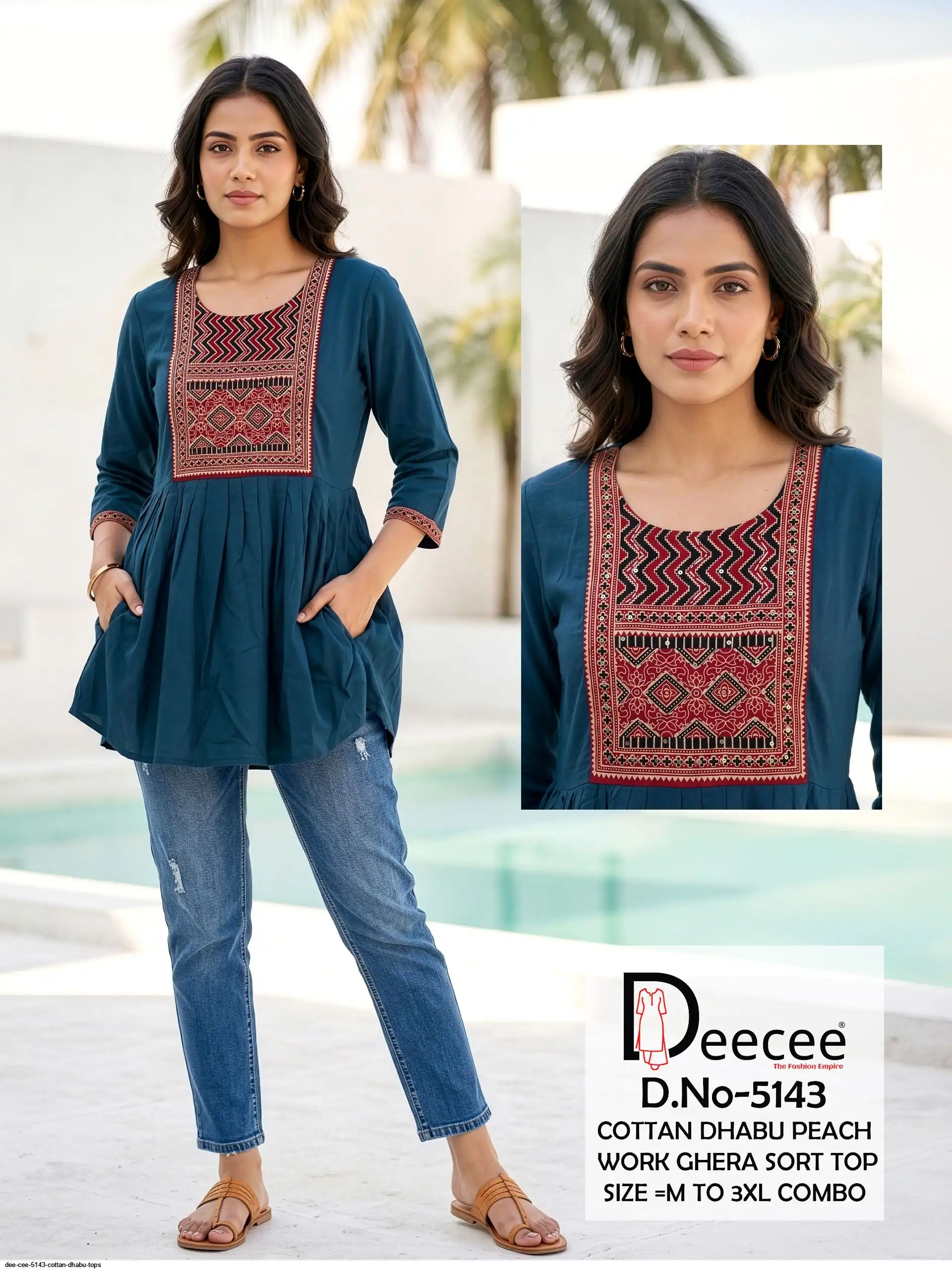 DEE CEE 5143 COTTAN DHABU TOPS D