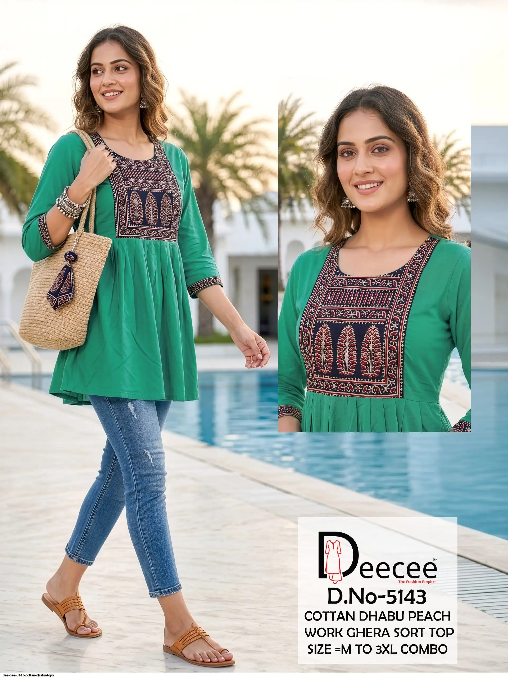 DEE CEE 5143 COTTAN DHABU TOPS E