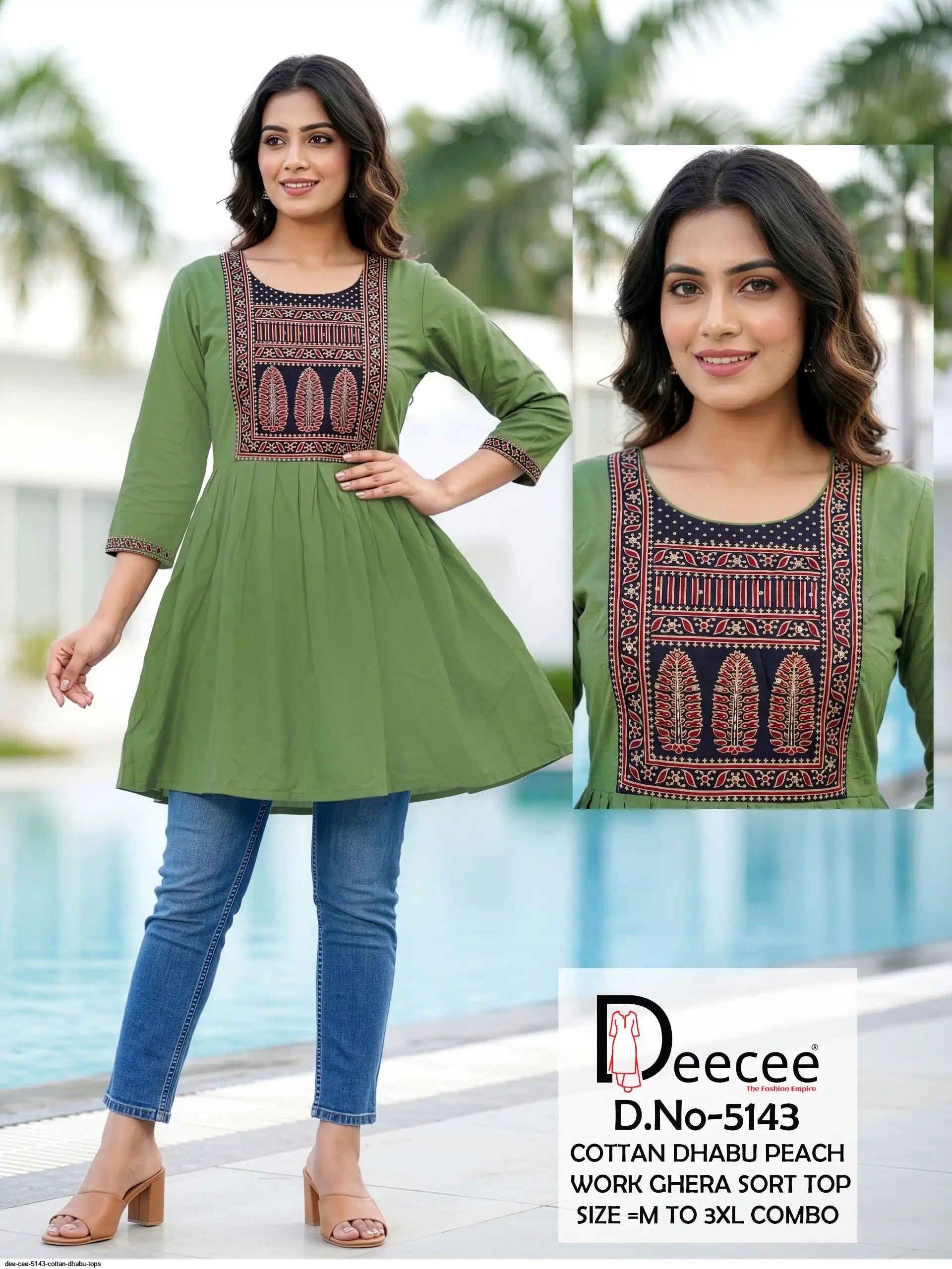 DEE CEE 5143 COTTAN DHABU TOPS F