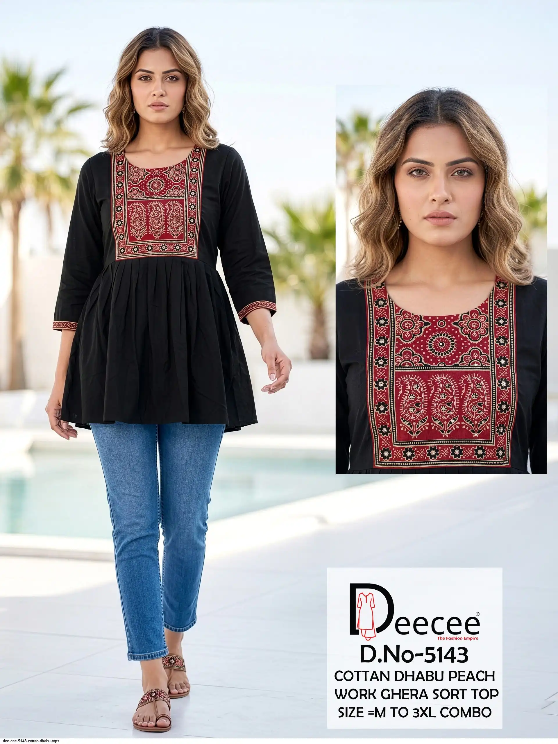 DEE CEE 5143 COTTAN DHABU TOPS H