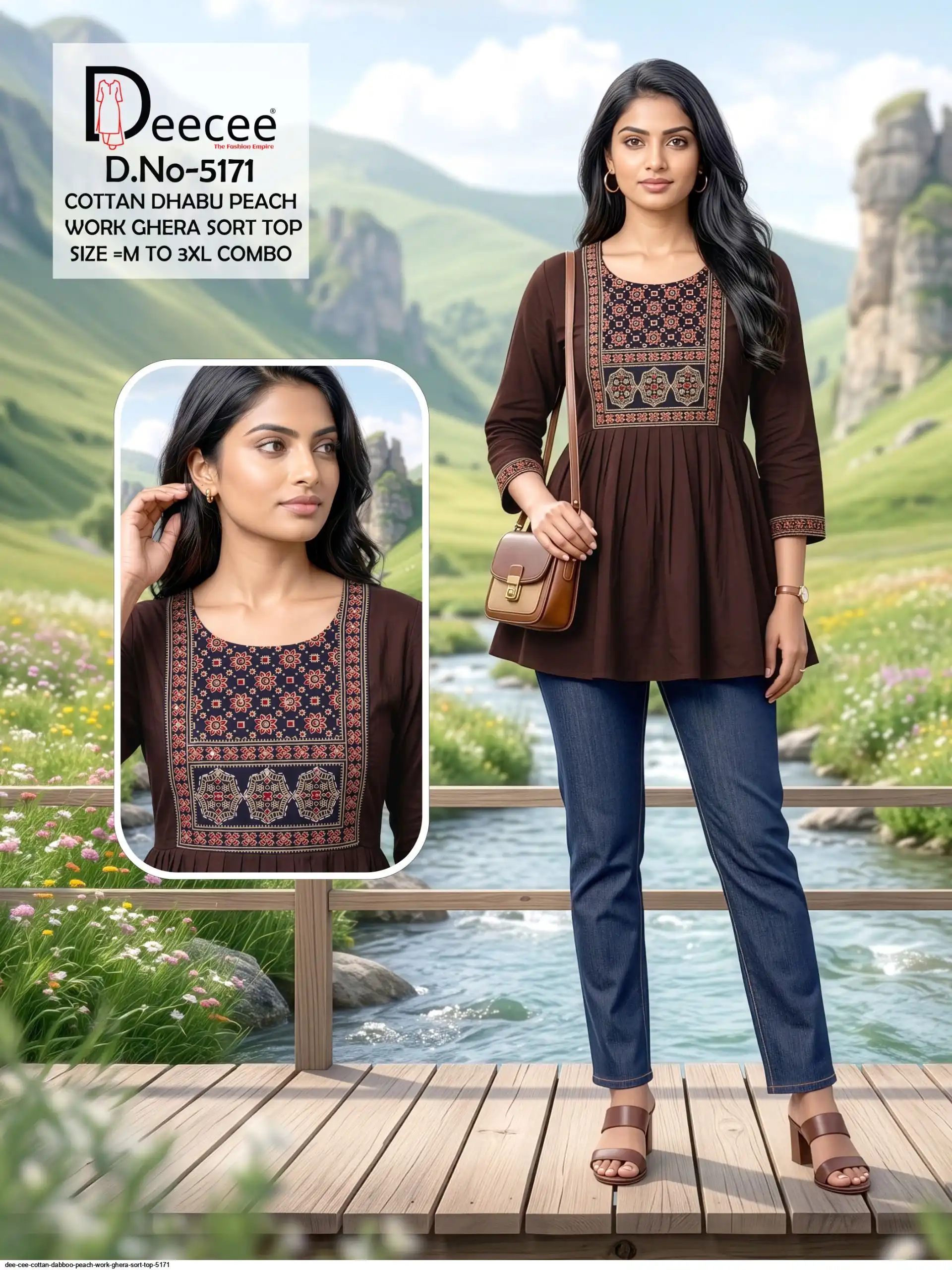 DEE CEE COTTON DABBOO PEACH WORK GHERA SORT TOP 5171 B