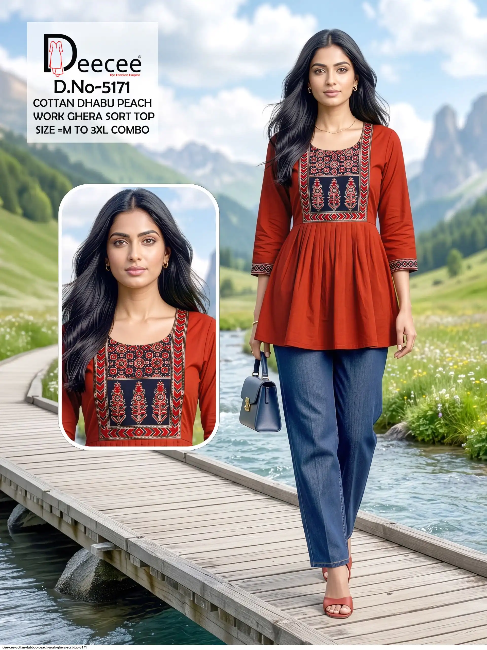 DEE CEE COTTON DABBOO PEACH WORK GHERA SORT TOP 5171 C