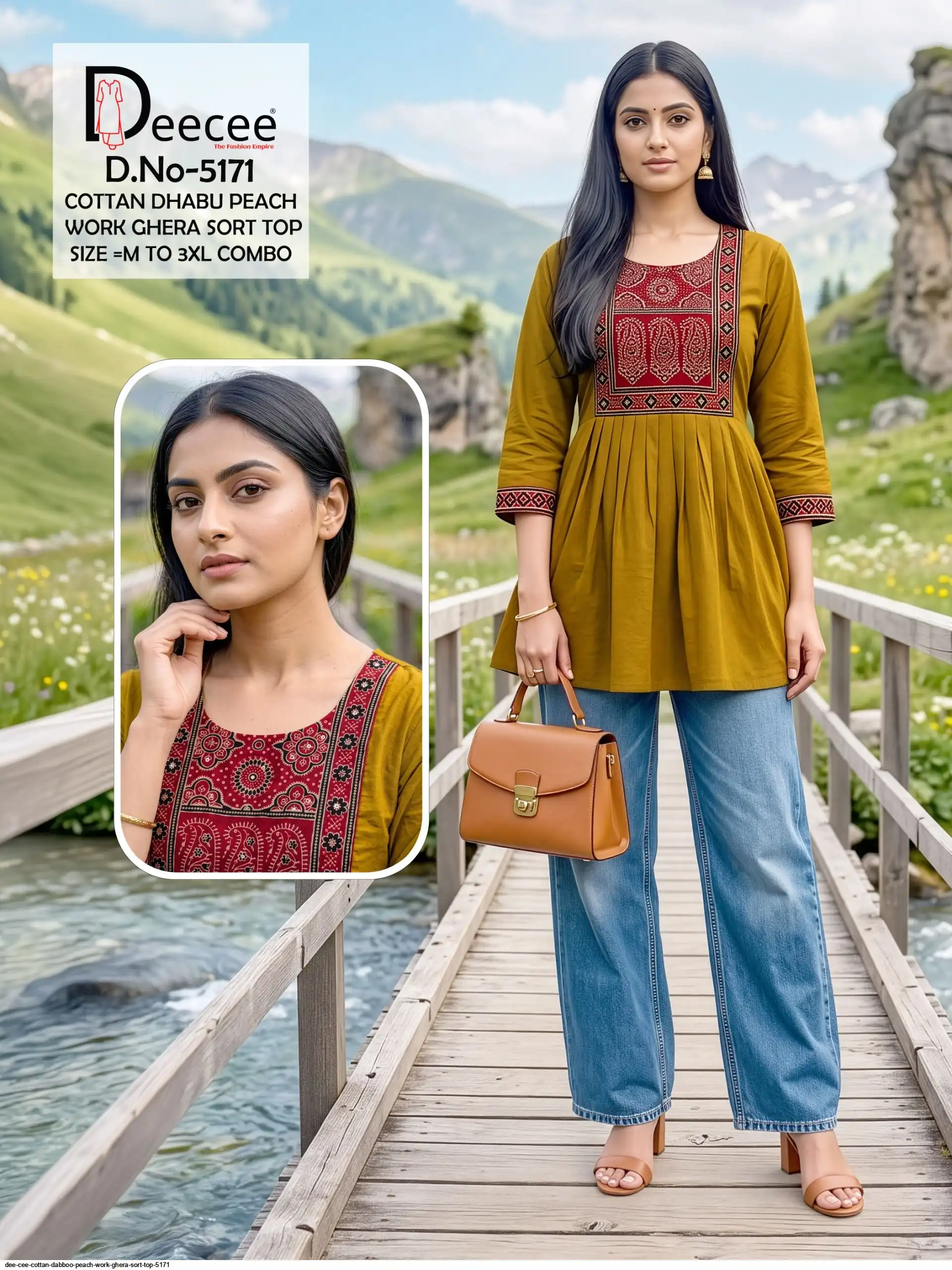 DEE CEE COTTON DABBOO PEACH WORK GHERA SORT TOP 5171 D