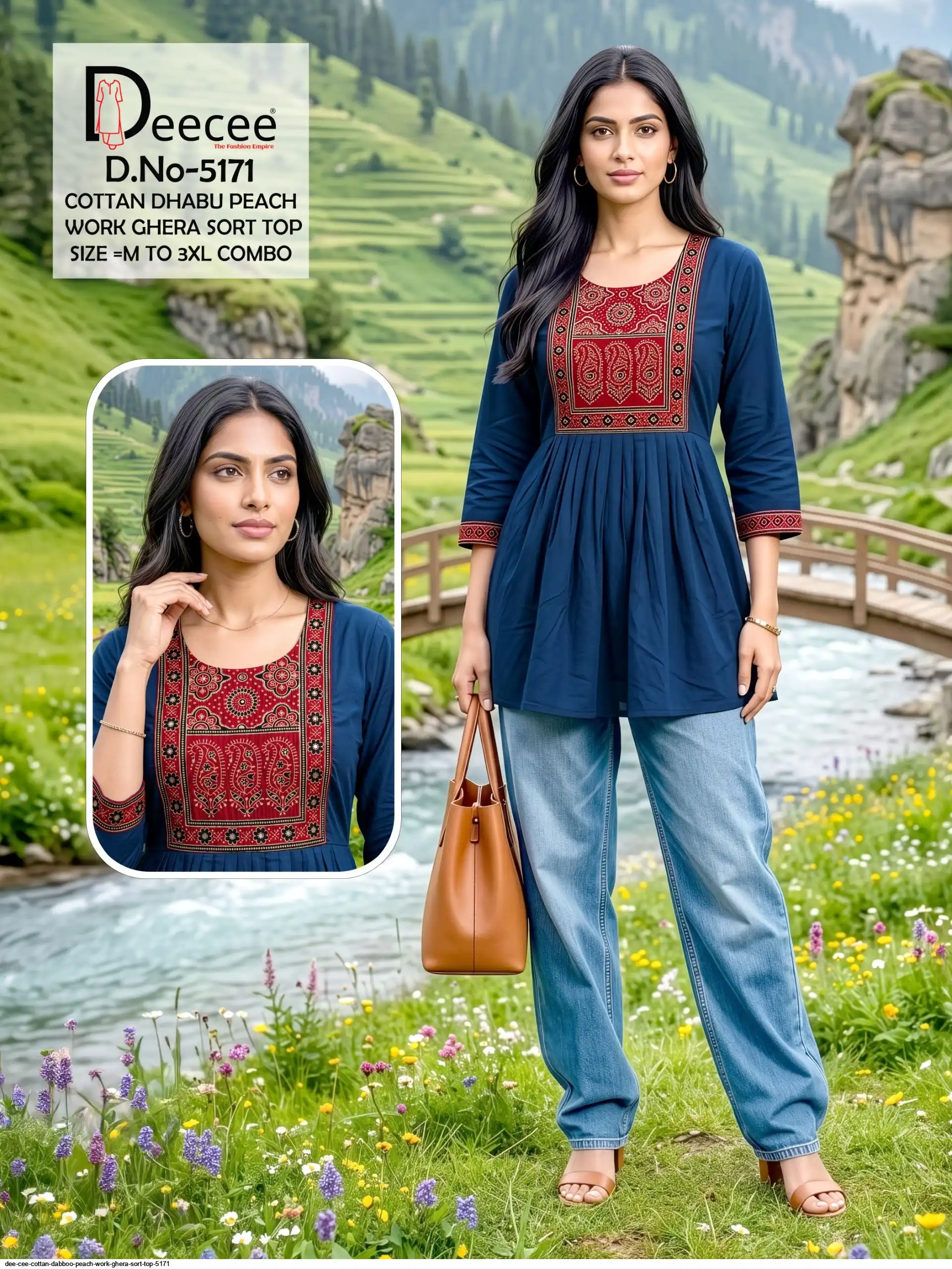DEE CEE COTTON DABBOO PEACH WORK GHERA SORT TOP 5171 G