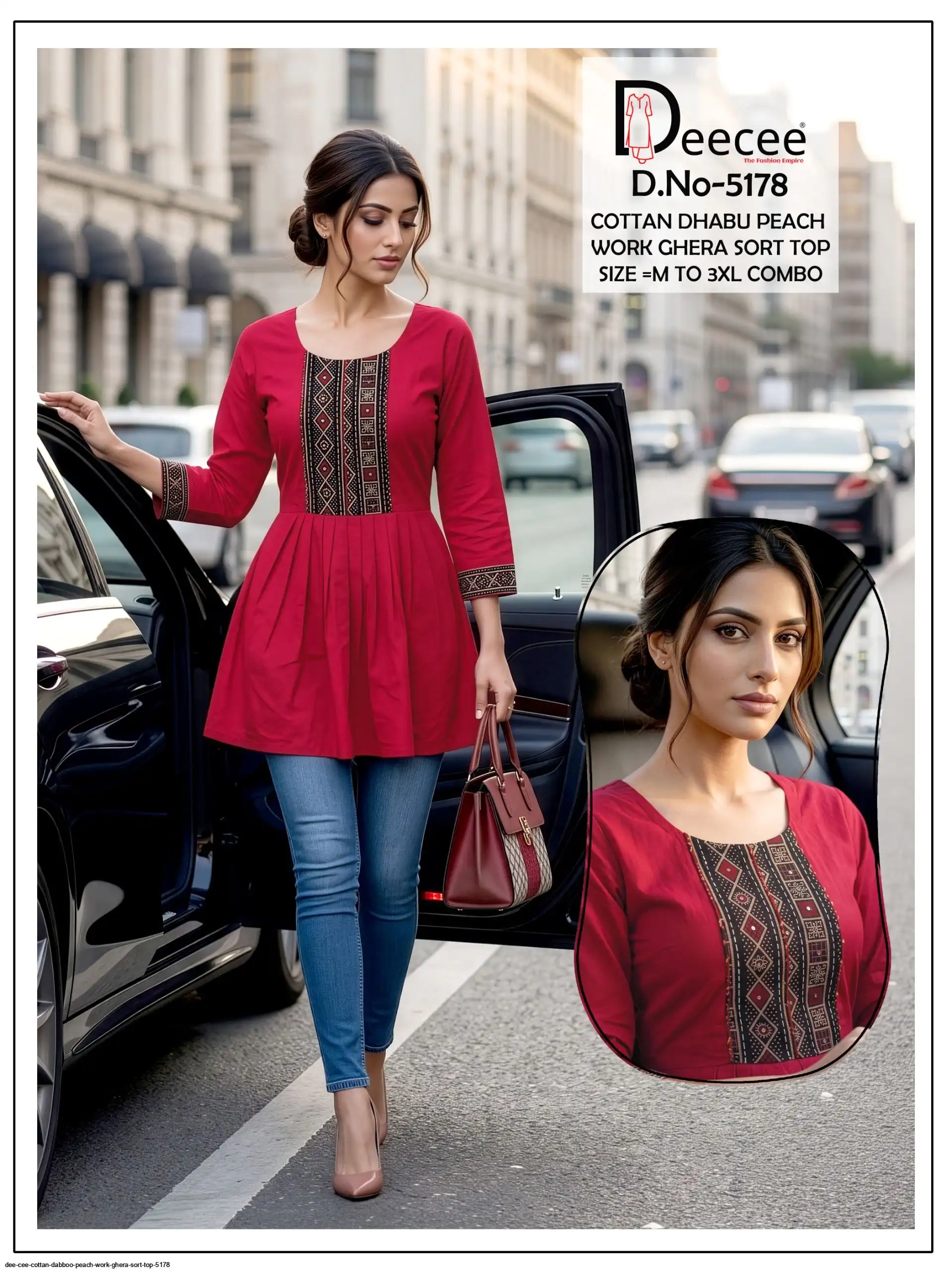 DEE CEE COTTON DABBOO PEACH WORK GHERA SORT TOP 5178 D