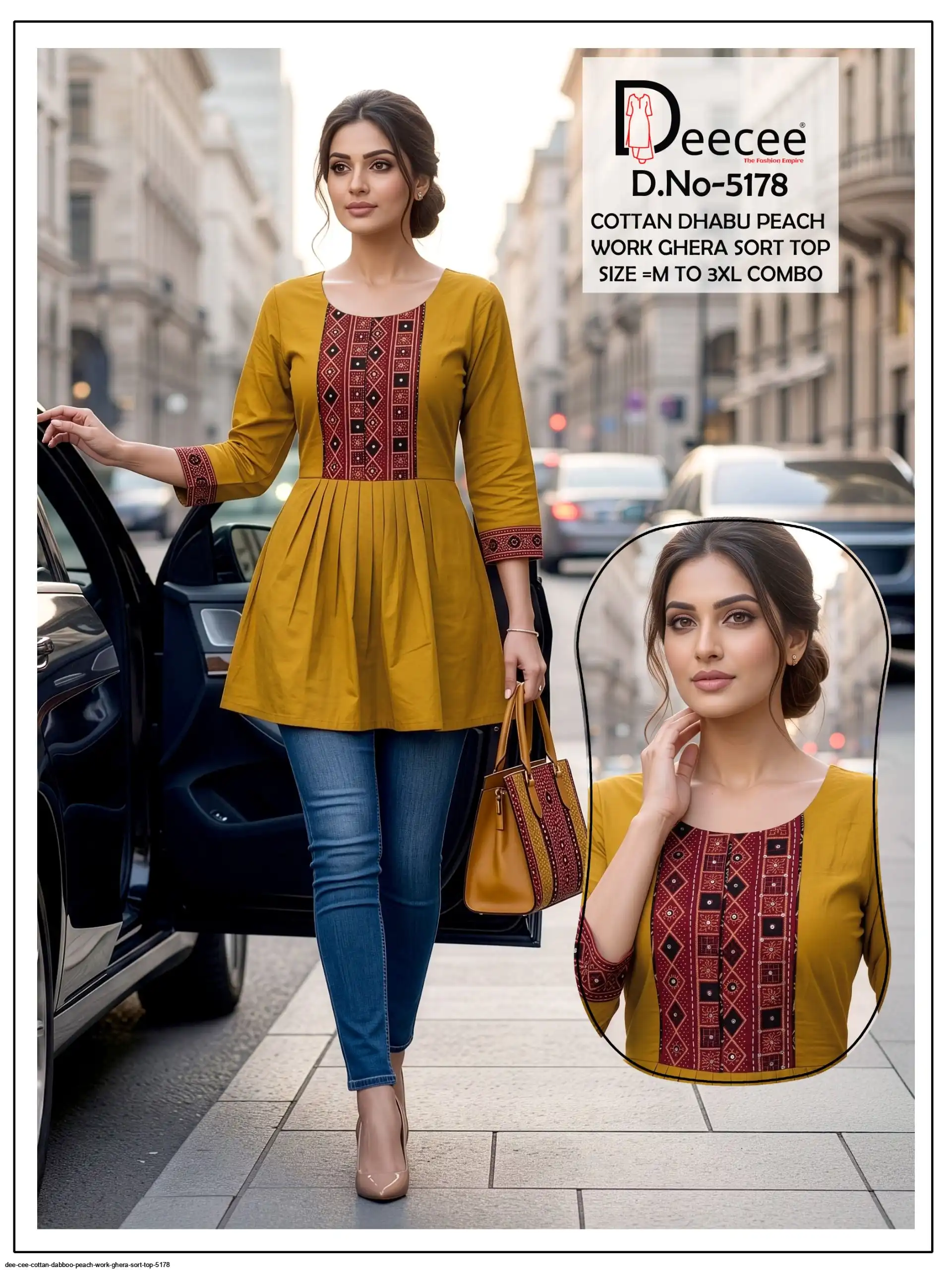 DEE CEE COTTON DABBOO PEACH WORK GHERA SORT TOP 5178 B