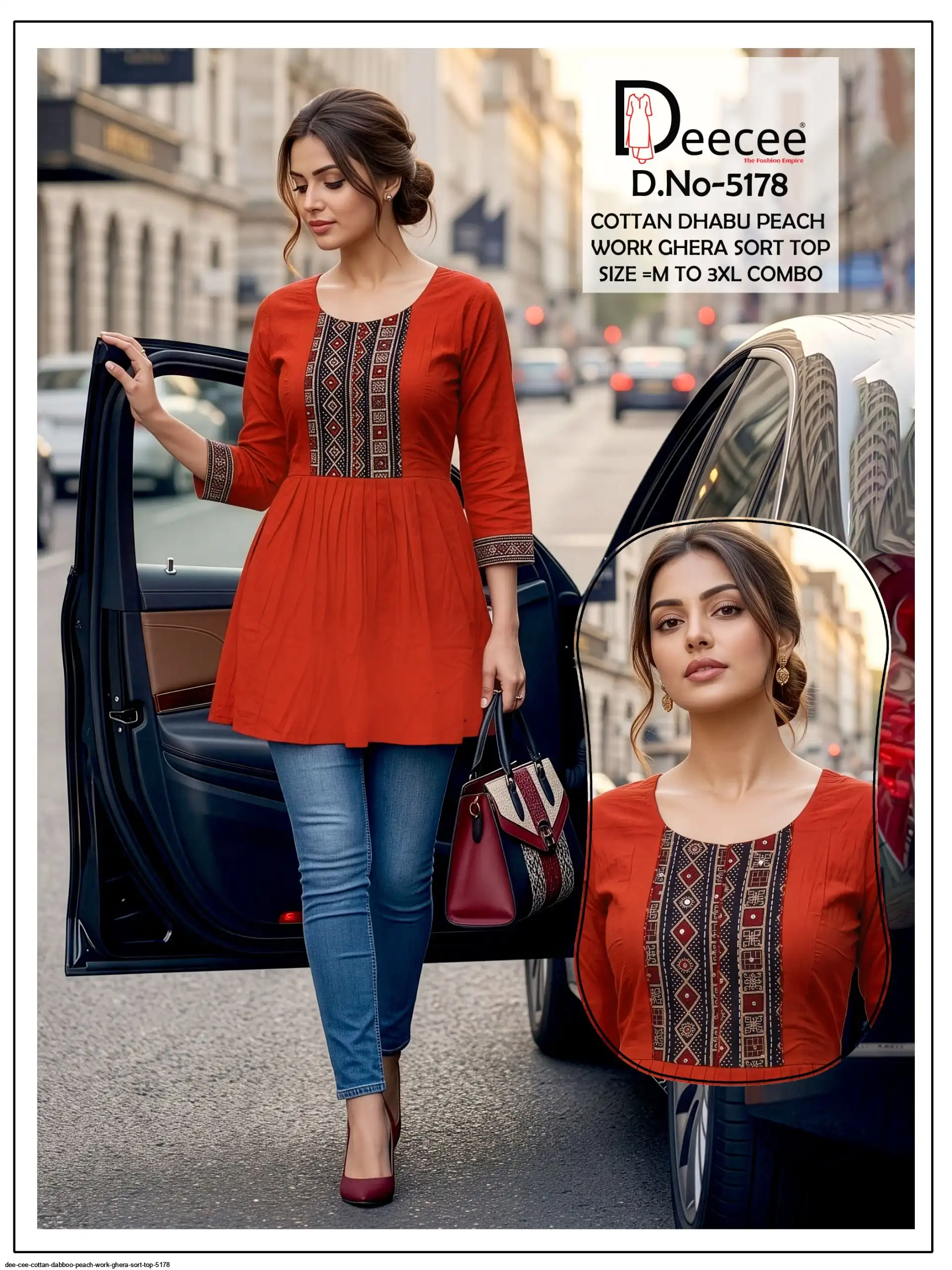 DEE CEE COTTON DABBOO PEACH WORK GHERA SORT TOP 5178 A
