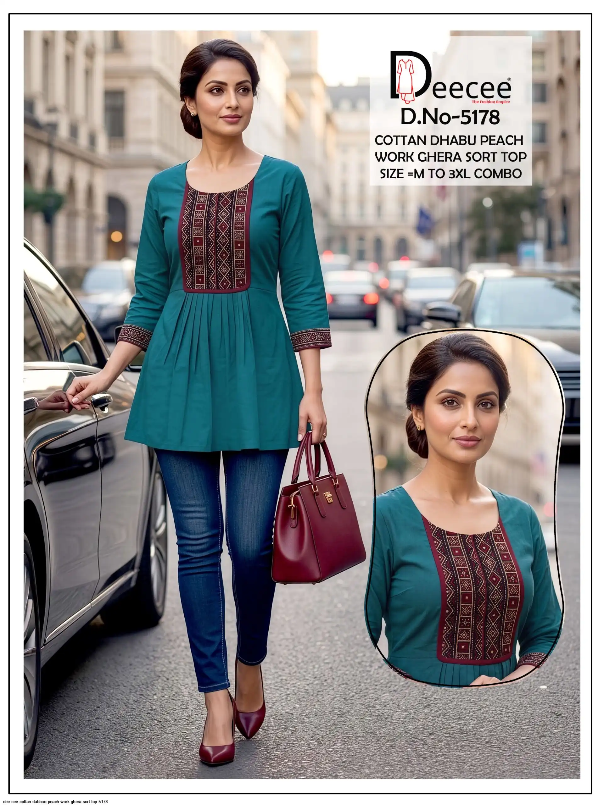 DEE CEE COTTON DABBOO PEACH WORK GHERA SORT TOP 5178 C