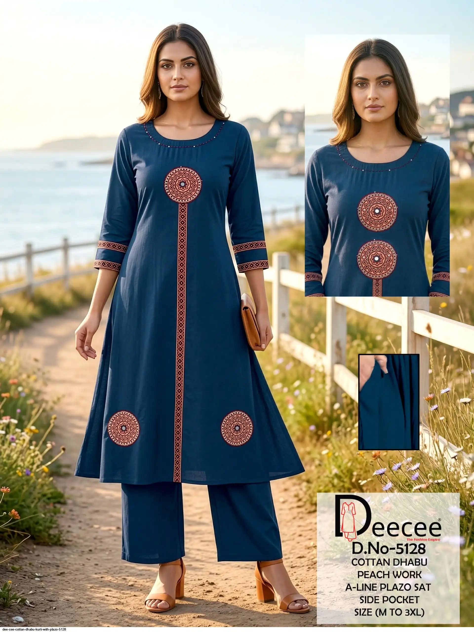 DEE CEE COTTAN DHABU KURTI WITH PLAZO 5128 A