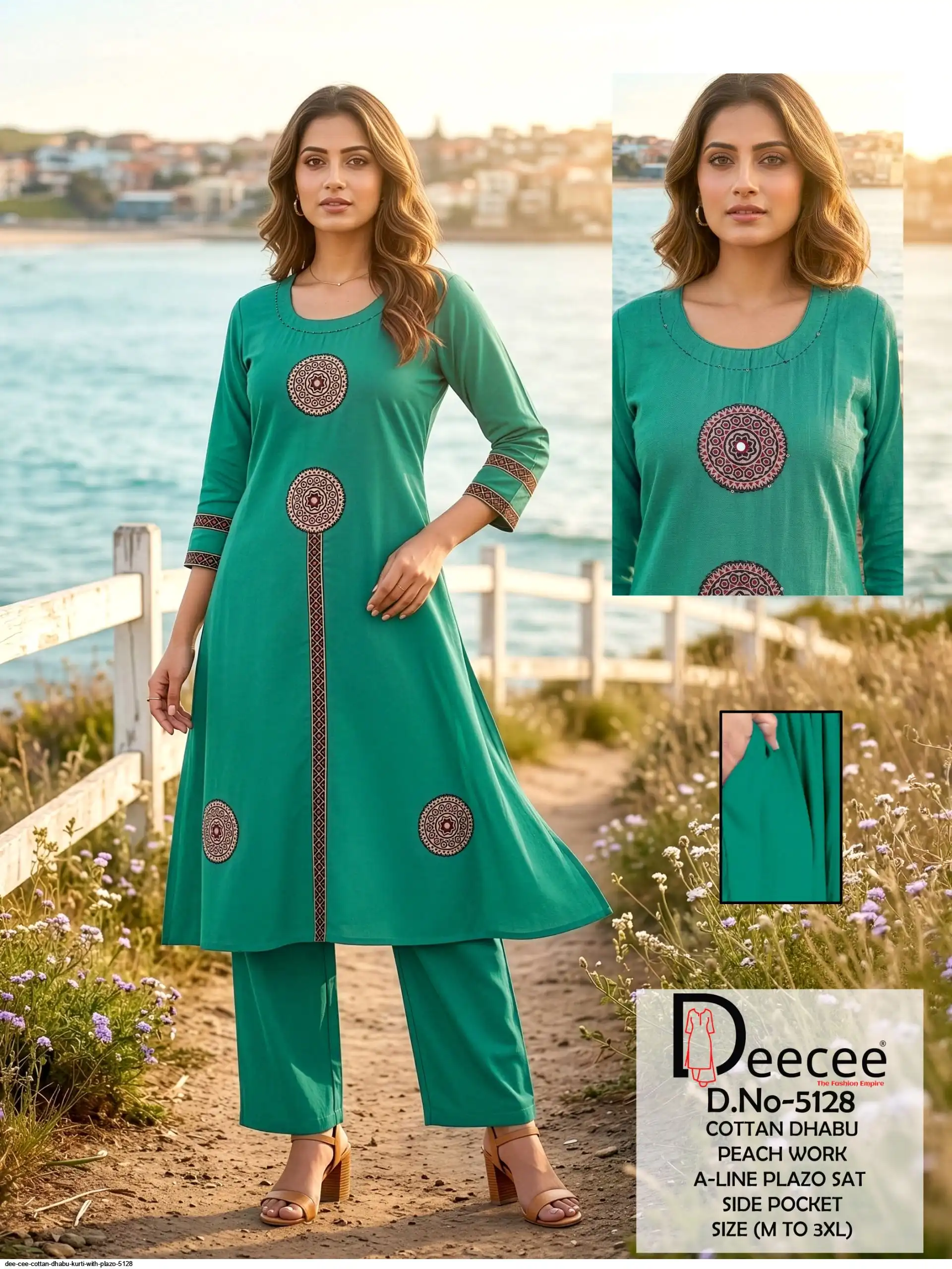 DEE CEE COTTAN DHABU KURTI WITH PLAZO 5128 B