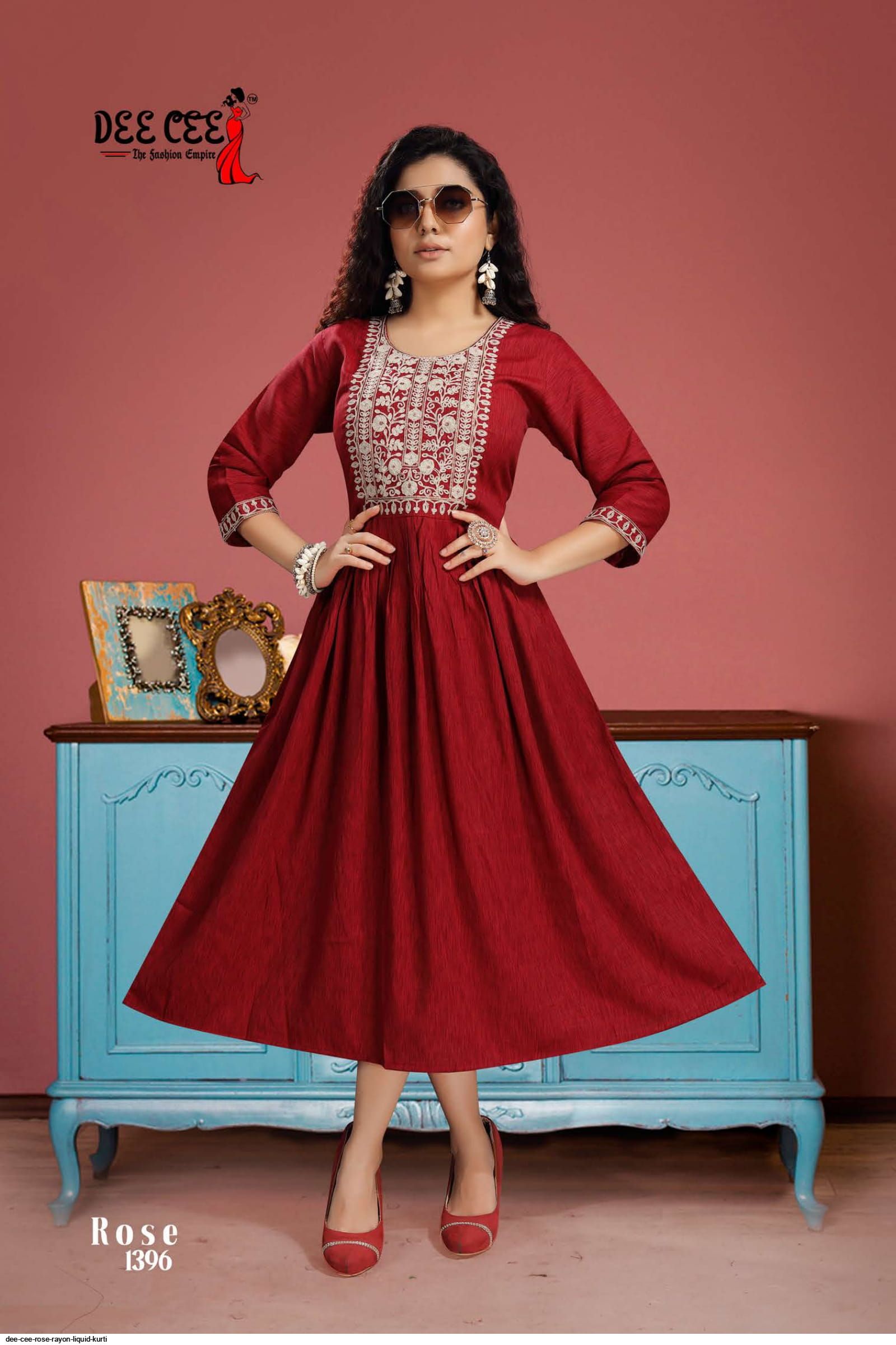 DEE CEE Rose Rayon Liquid KURTI