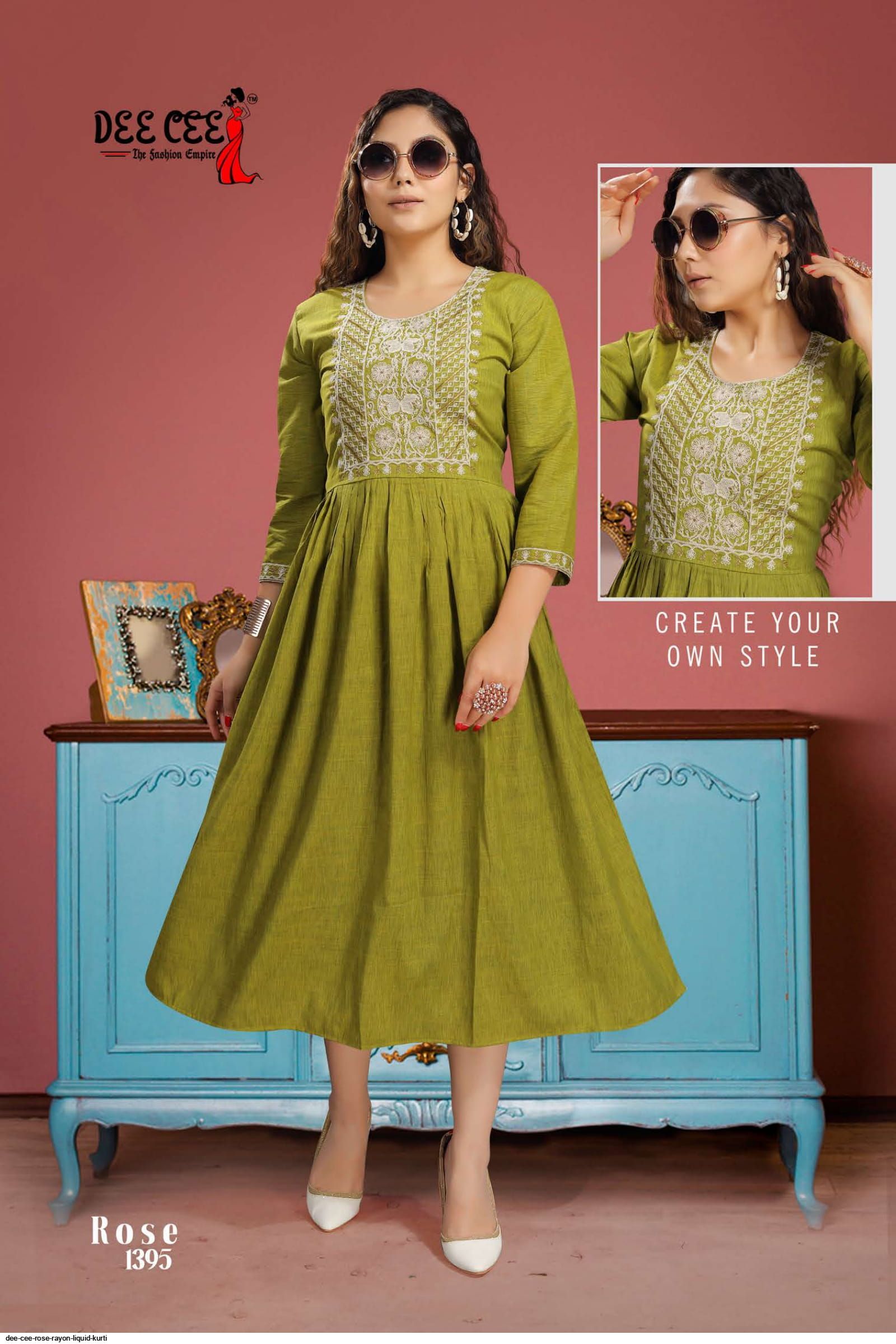 DEE CEE Rose Rayon Liquid KURTI