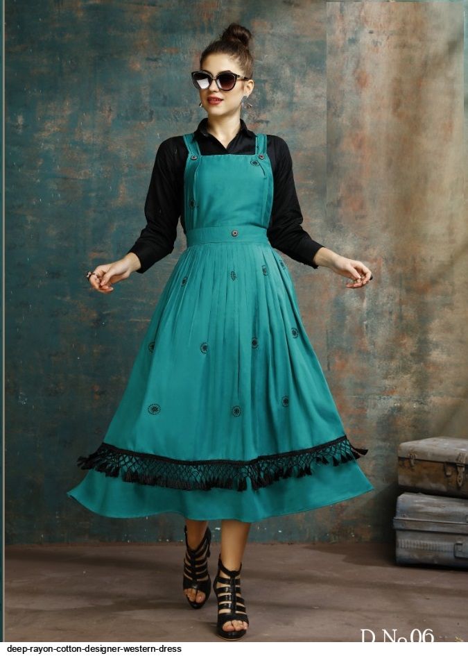 DEEP rayon cotton Designer western DRESS