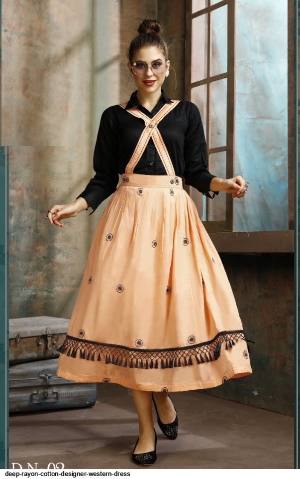 DEEP rayon cotton Designer western DRESS