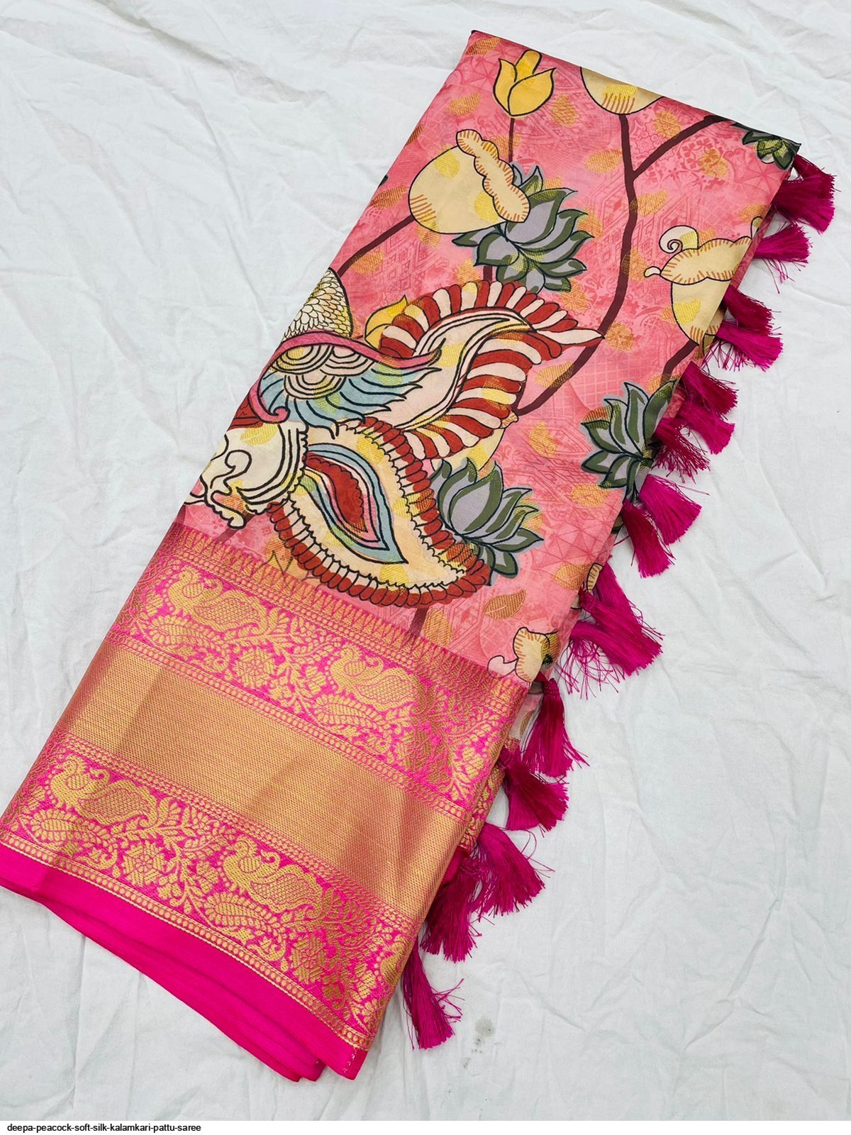 DEEPA PEACOCK SOFT SILK KALAMKARI PATTU SAREE