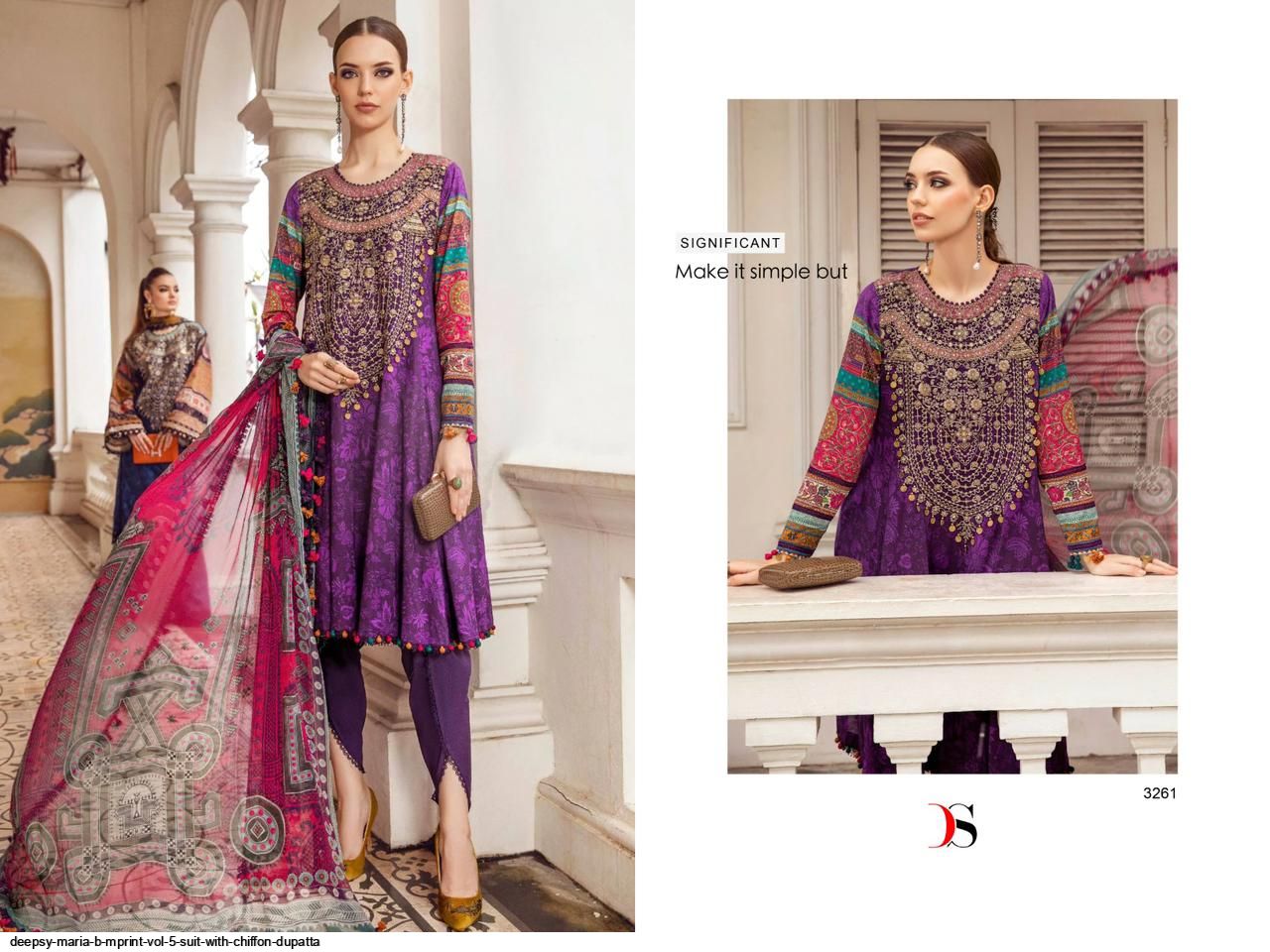 DEEPSY MARIA B Mprint VOL 5 SUIT WITH Chiffon DUPATTA