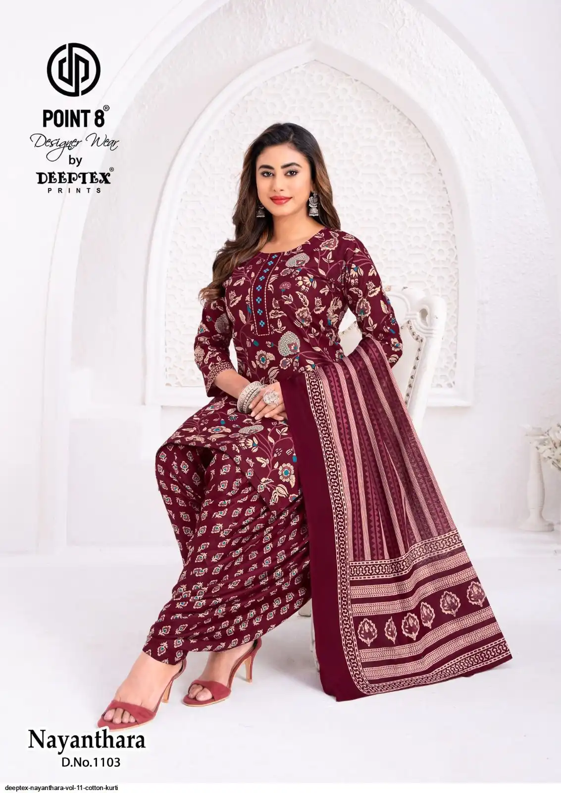 トップス SIIILON kirakira Maltaze type1 Deeptex Nayanthara Vol-11 Readymade Patiyala Dress Pure Cotton Printed