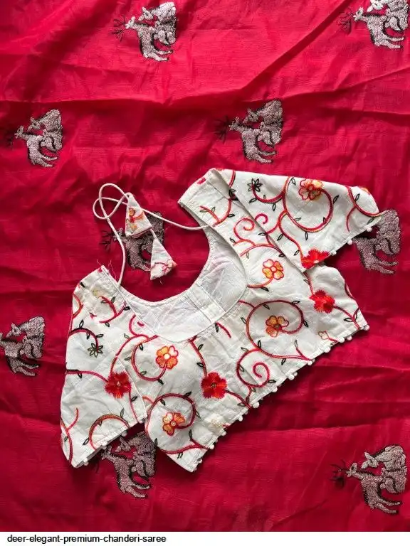 DEER ELEGANT PREMIUM CHANDERI SAREE 4