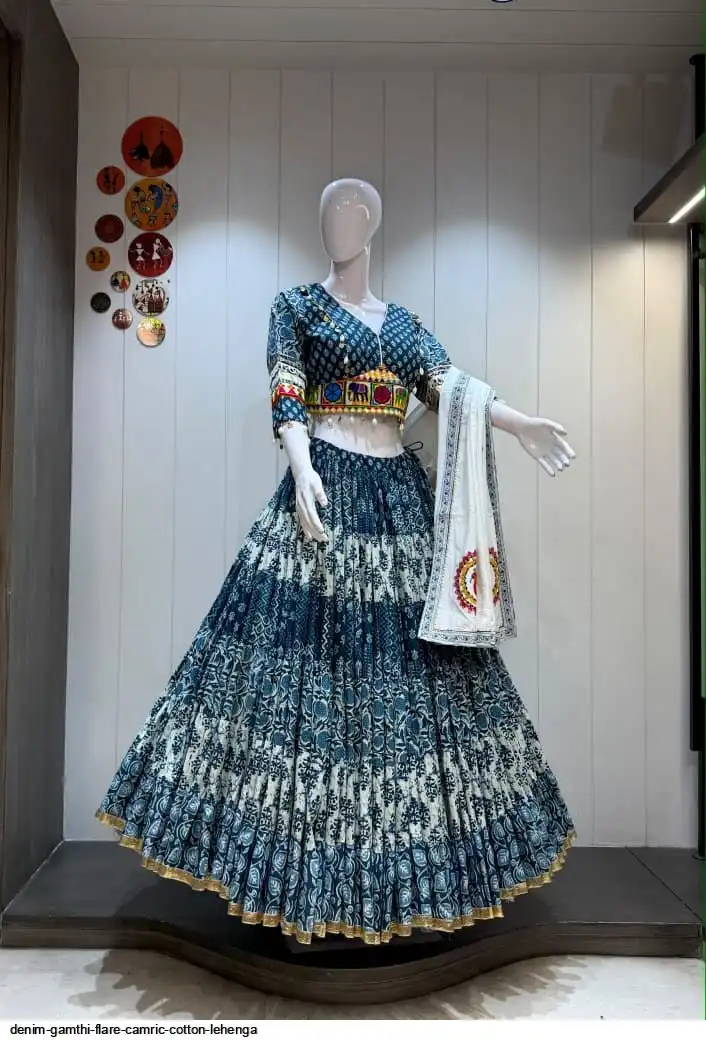 DENIM GAMTHI FLARE CAMRIC COTTON LEHENGA 1