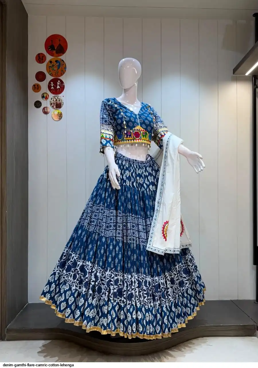 DENIM GAMTHI FLARE CAMRIC COTTON LEHENGA 2