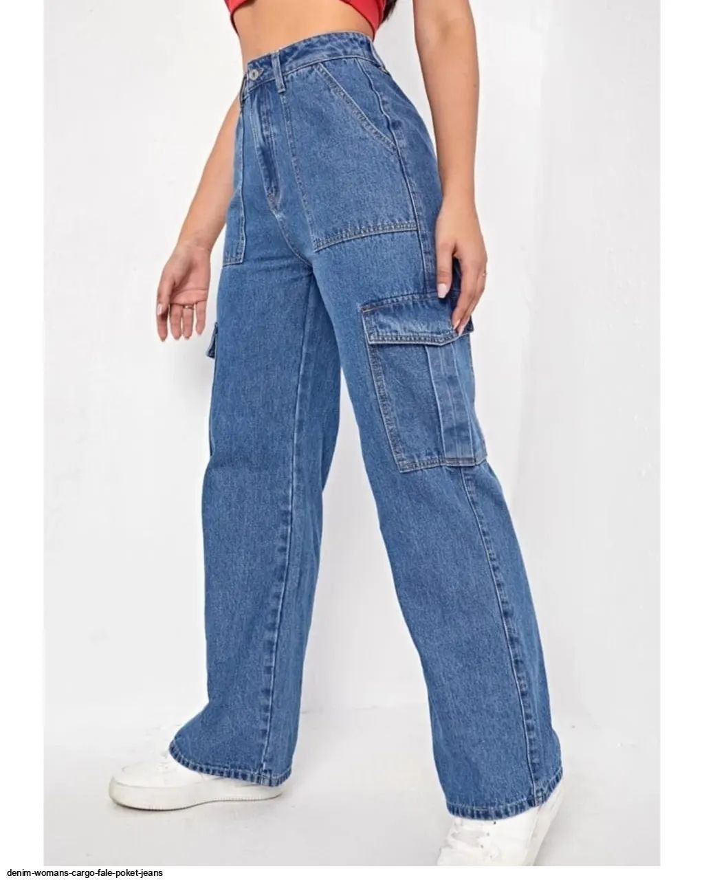 DENIM WOMANS CARGO FALE POKET JEANS