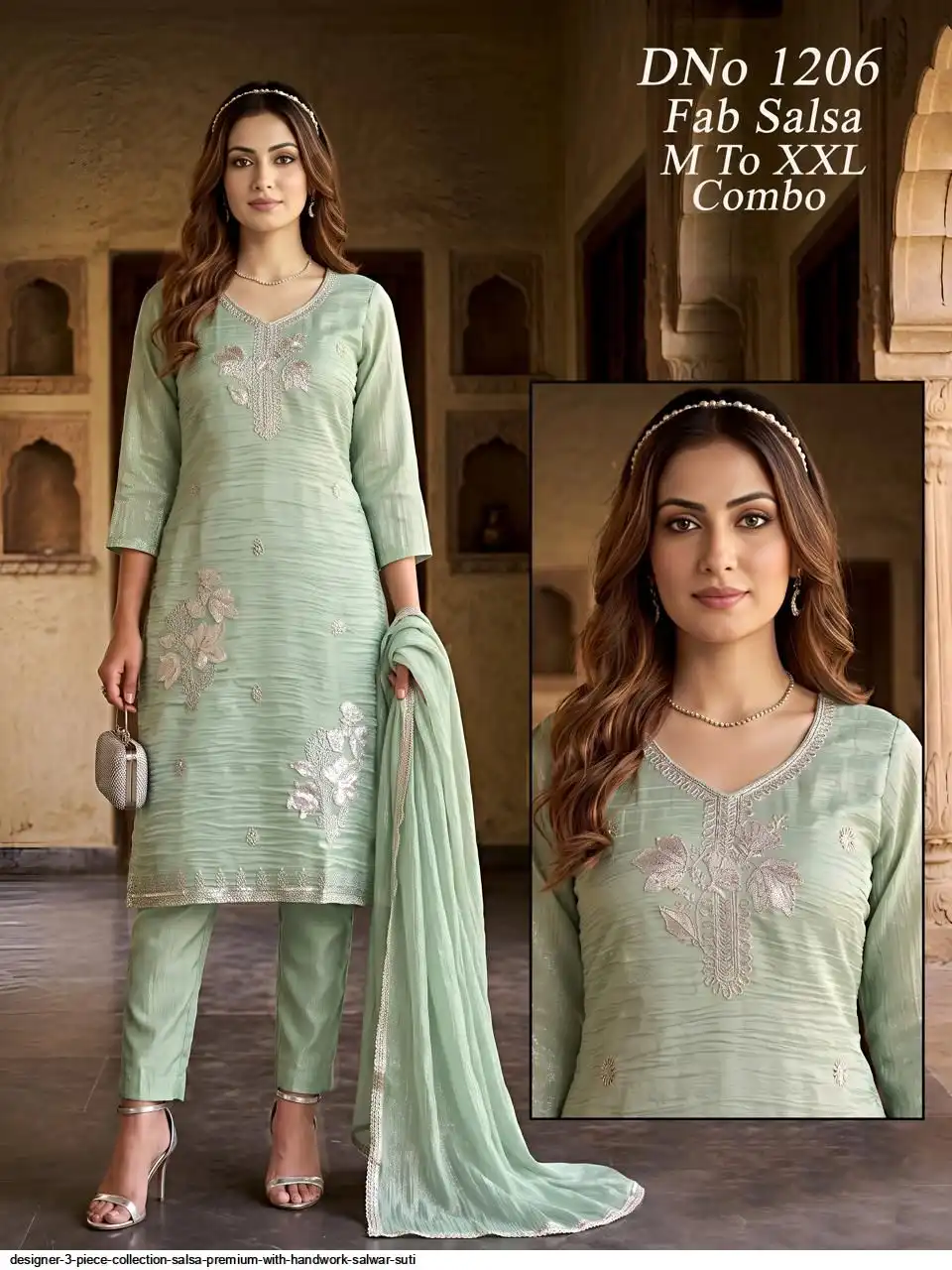 DESIGNER 3 PIECE COLLECTION SALSA PREMIUM WITH HANDWORK SALWAR SUTI B