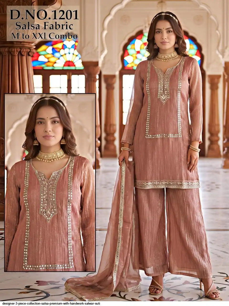 DESIGNER 3 PIECE COLLECTION SALSA PREMIUM WITH HANDWORK SALWAR SUTI D