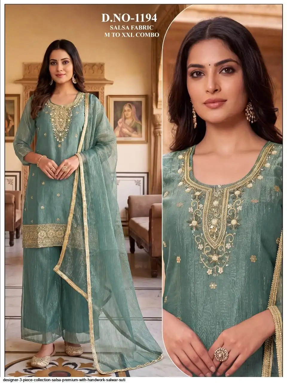 DESIGNER 3 PIECE COLLECTION SALSA PREMIUM WITH HANDWORK SALWAR SUTI J