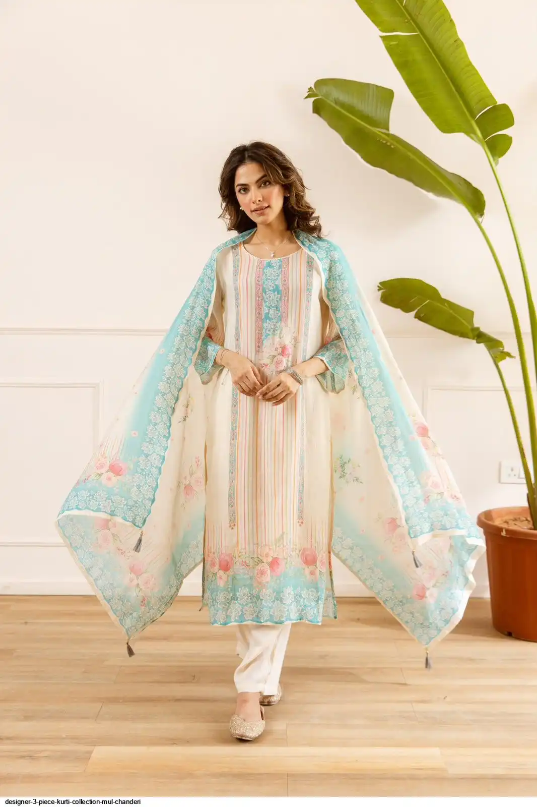DESIGNER 3 PIECE KURTI COLLECTION MUL CHANDERI B