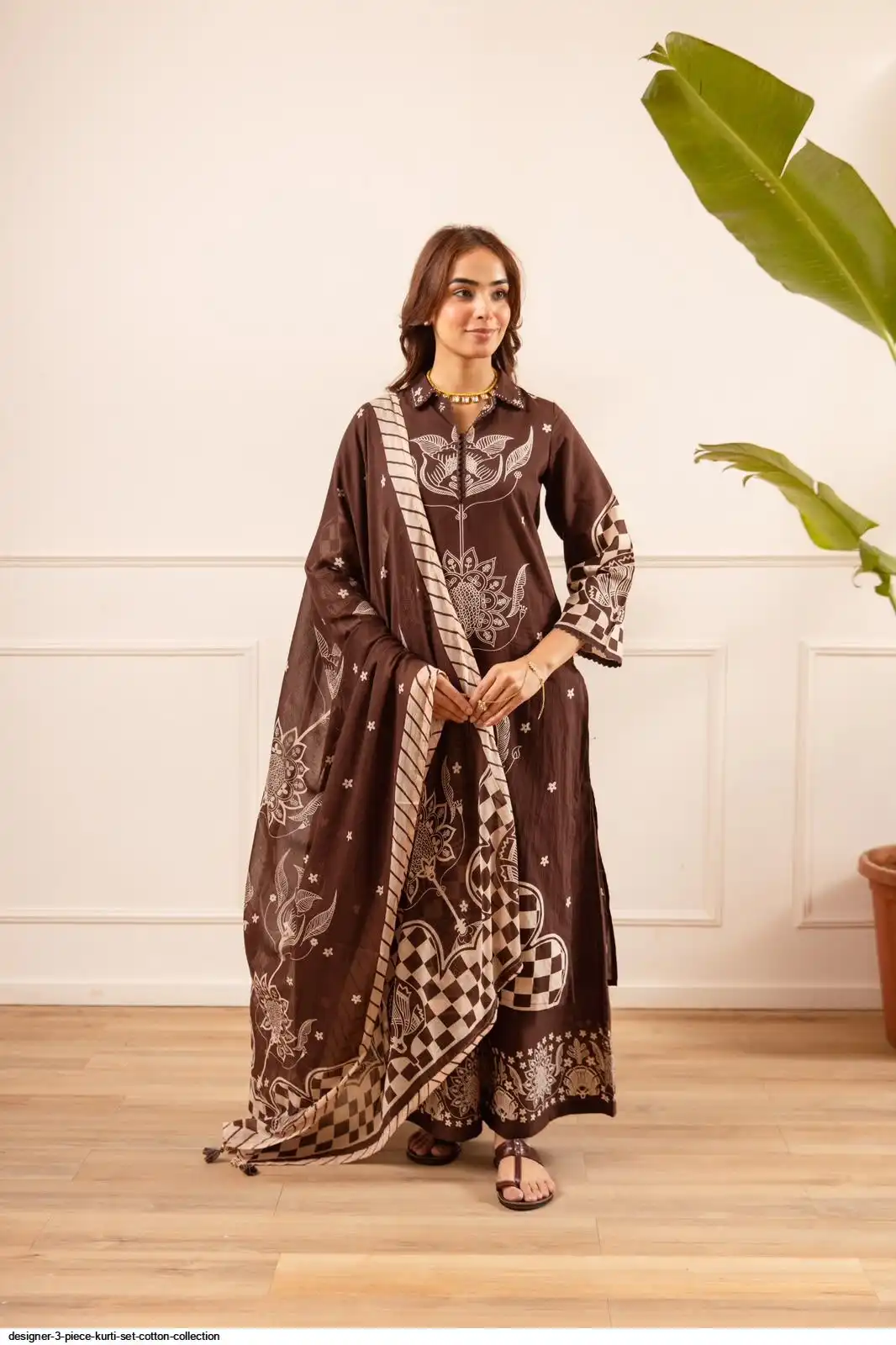 DESIGNER 3 PIECE KURTI SET COTTON COLLECTION A