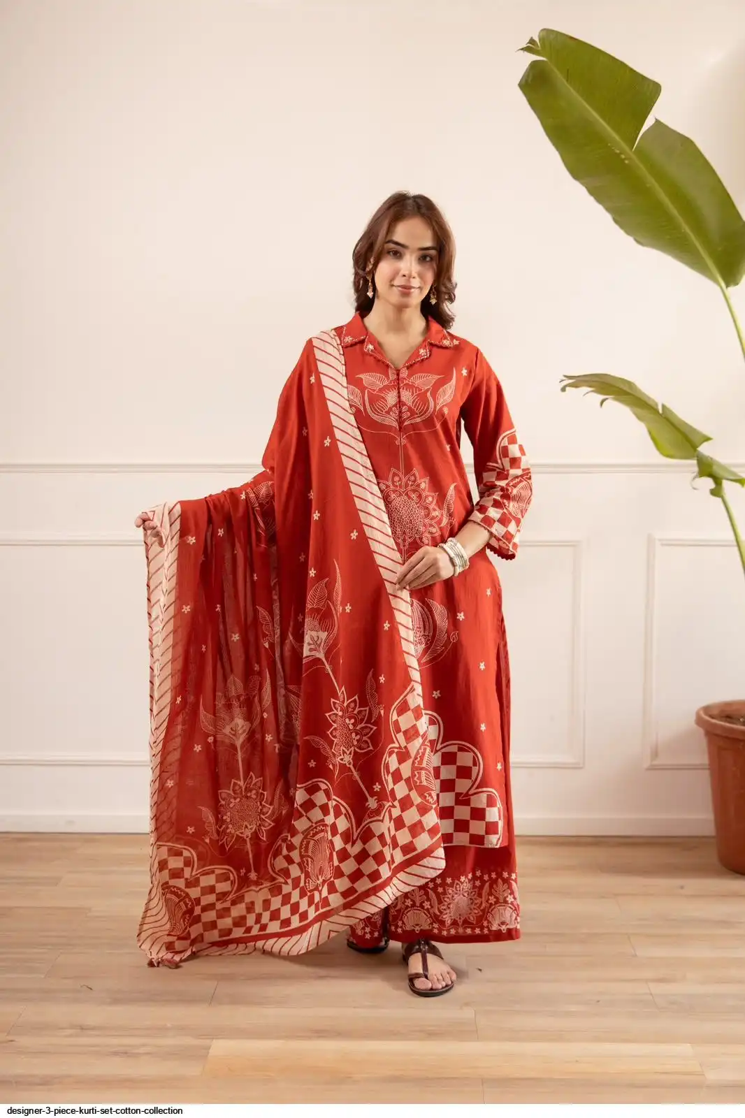 DESIGNER 3 PIECE KURTI SET COTTON COLLECTION D