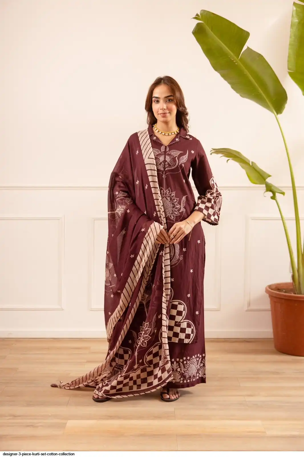DESIGNER 3 PIECE KURTI SET COTTON COLLECTION F