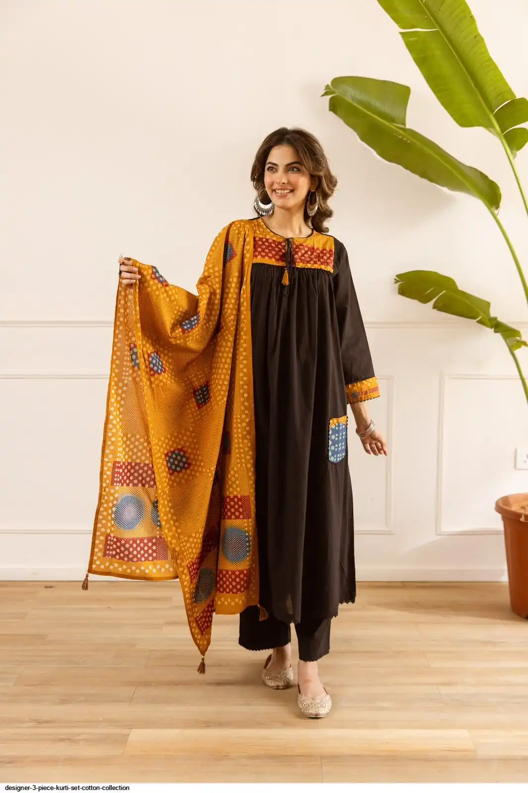 DESIGNER 3 PIECE KURTI SET COTTON COLLECTION E